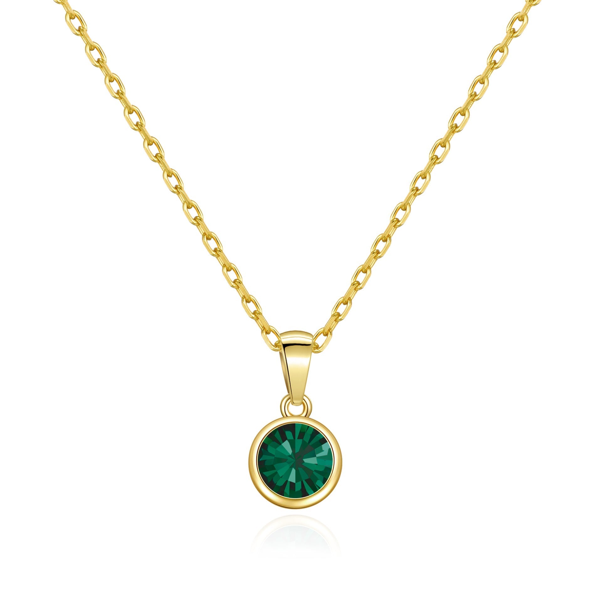 18k Gold Plated May (Emerald) Birthstone Necklace Created with Zircondia® Crystals