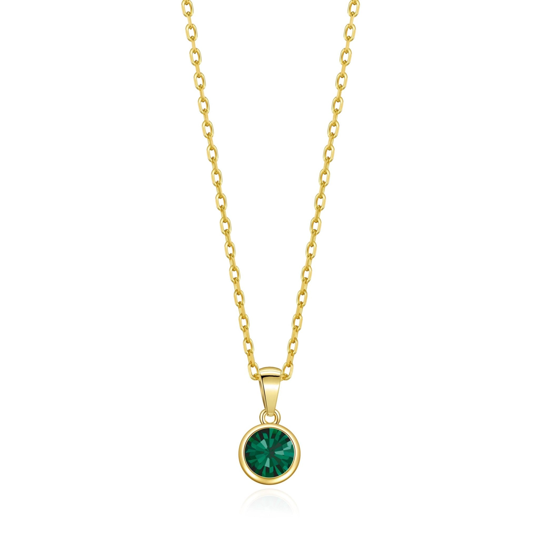 18k Gold Plated May (Emerald) Birthstone Necklace Created with Zircondia® Crystals