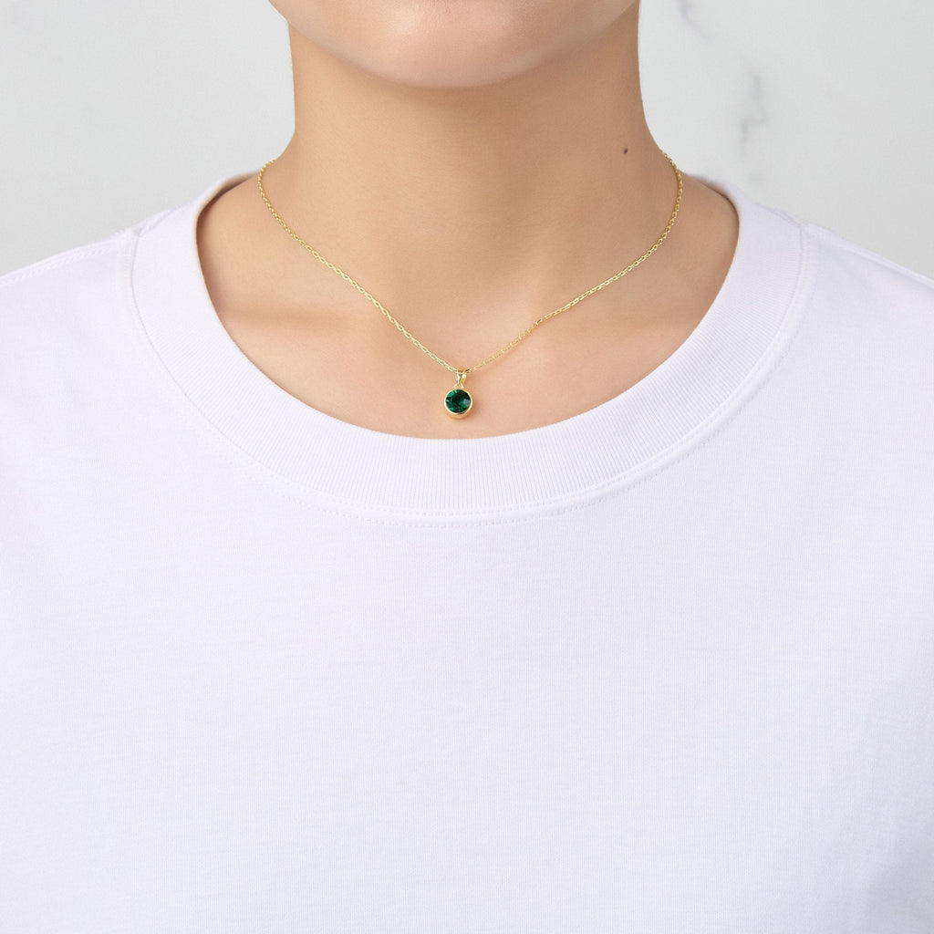 18k Gold Plated May (Emerald) Birthstone Necklace & Earrings Set Created with Zircondia® Crystals