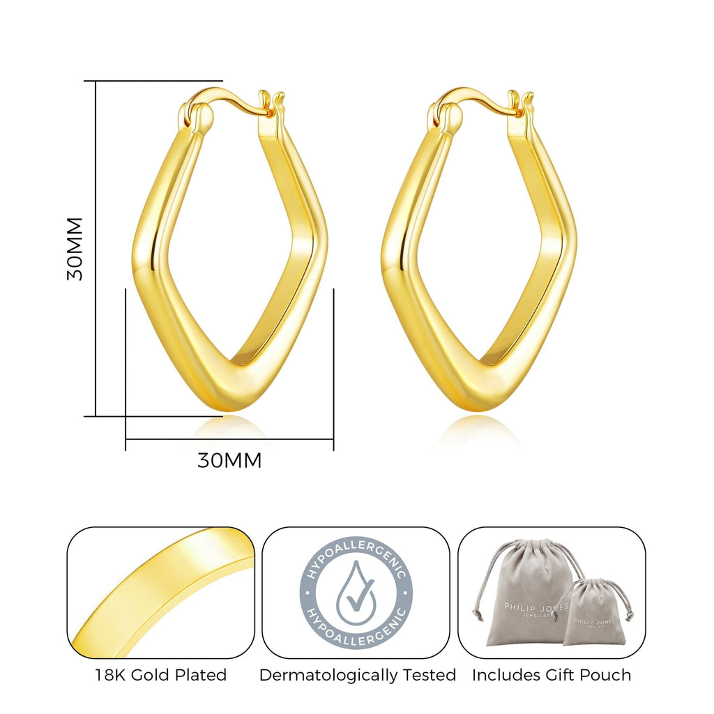 18k Gold Plated Medium Chunky Hoop Earrings