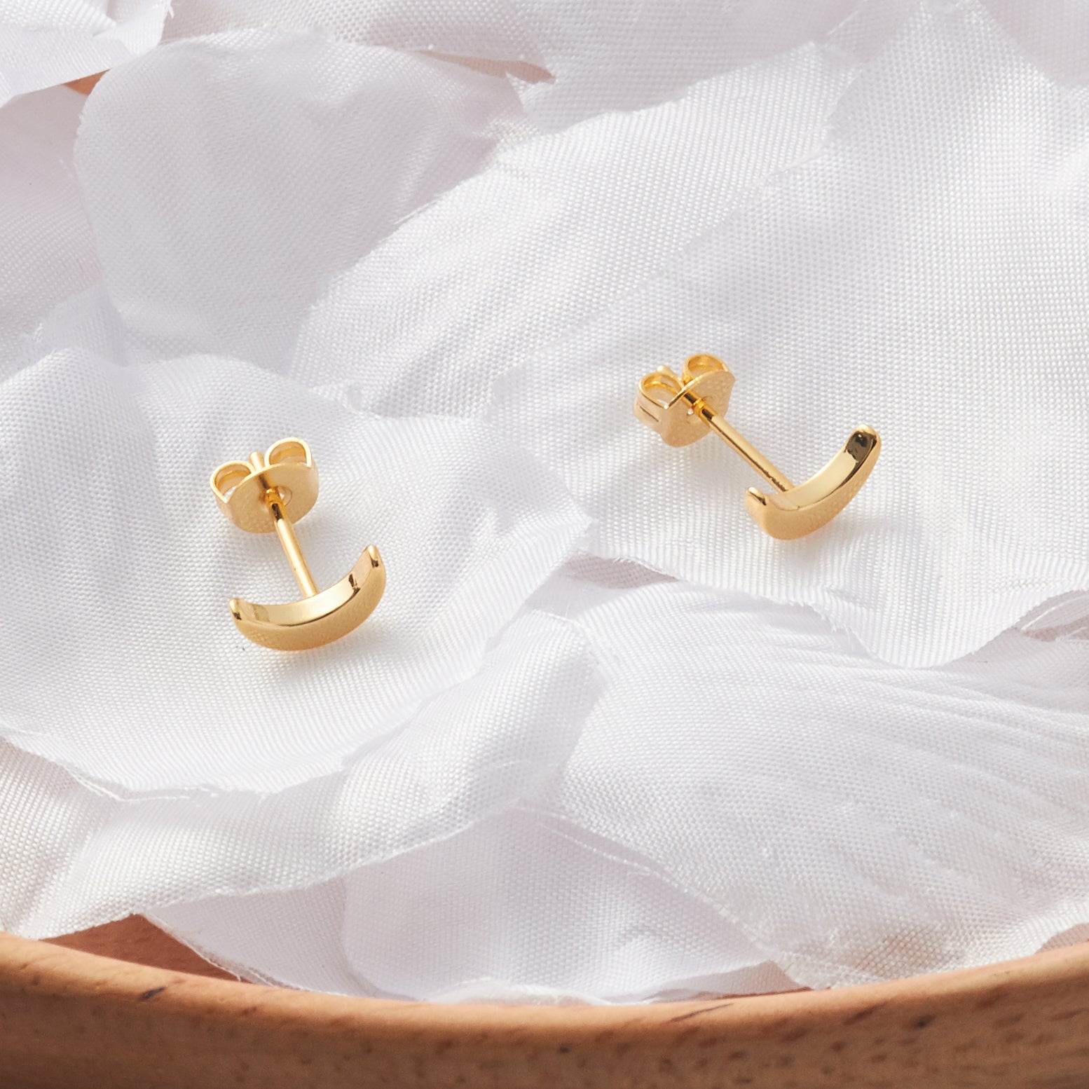 18k Gold Plated Moon Stud Earrings