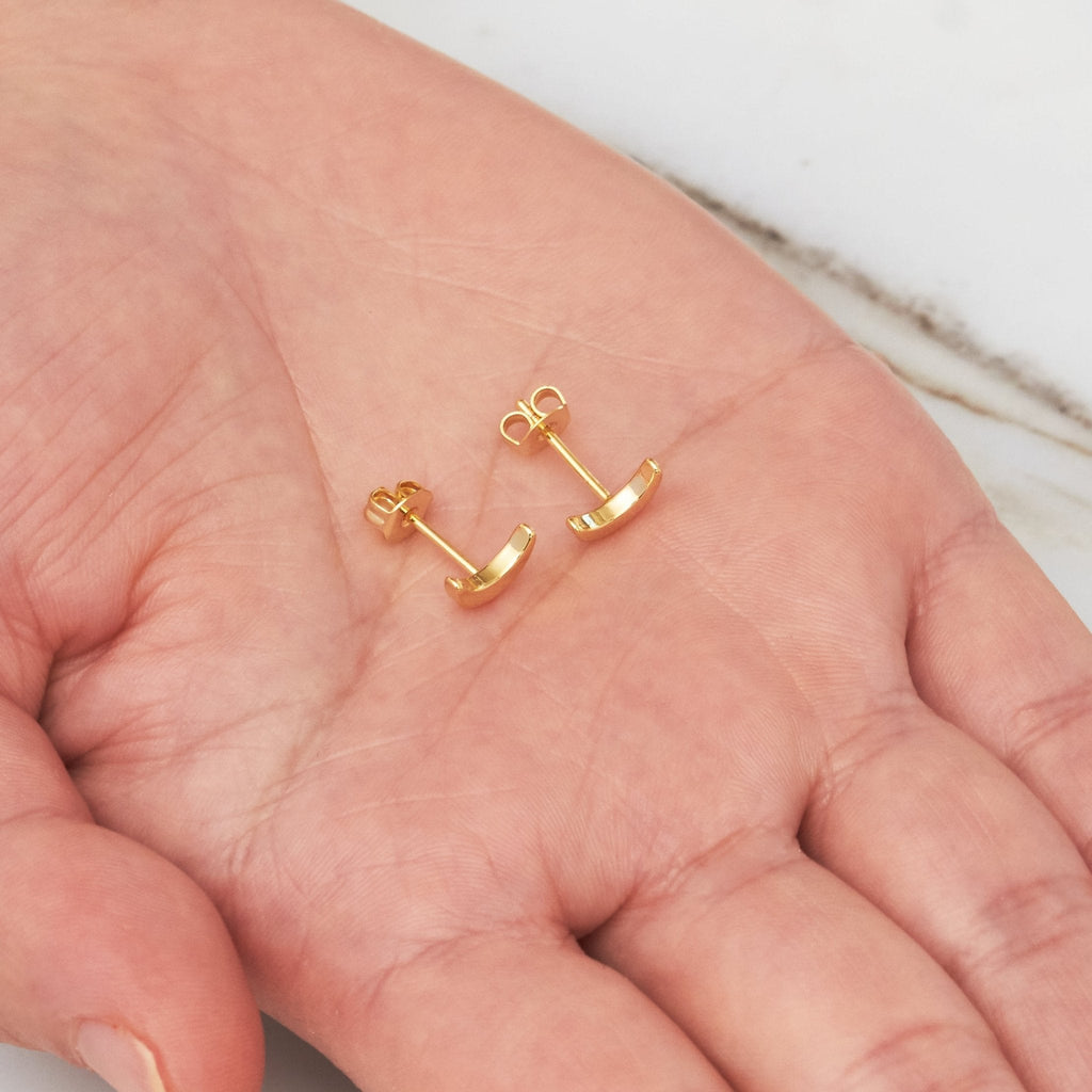 18k Gold Plated Moon Stud Earrings