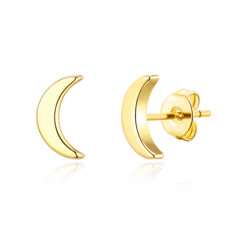 18k Gold Plated Moon Stud Earrings