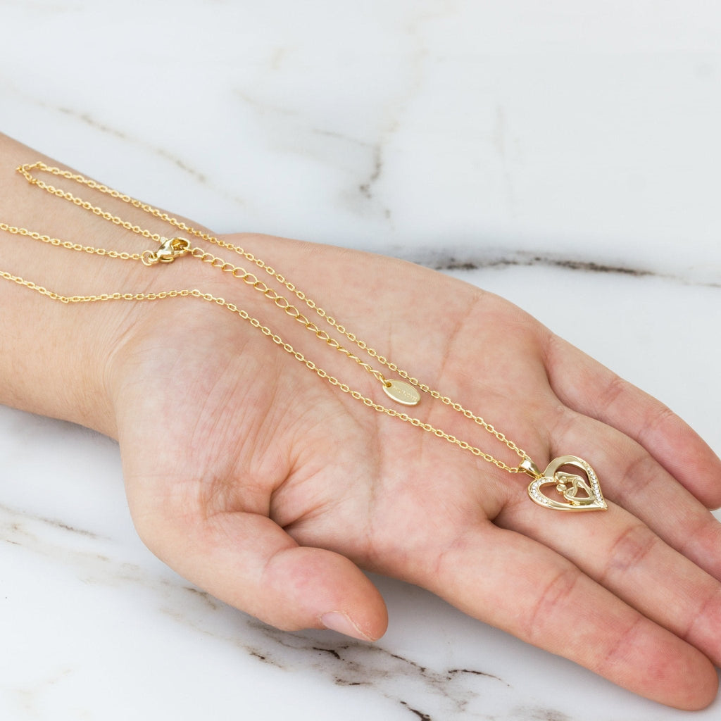 18k Gold Plated Mother And Child Necklace Created with Zircondia® Crystals