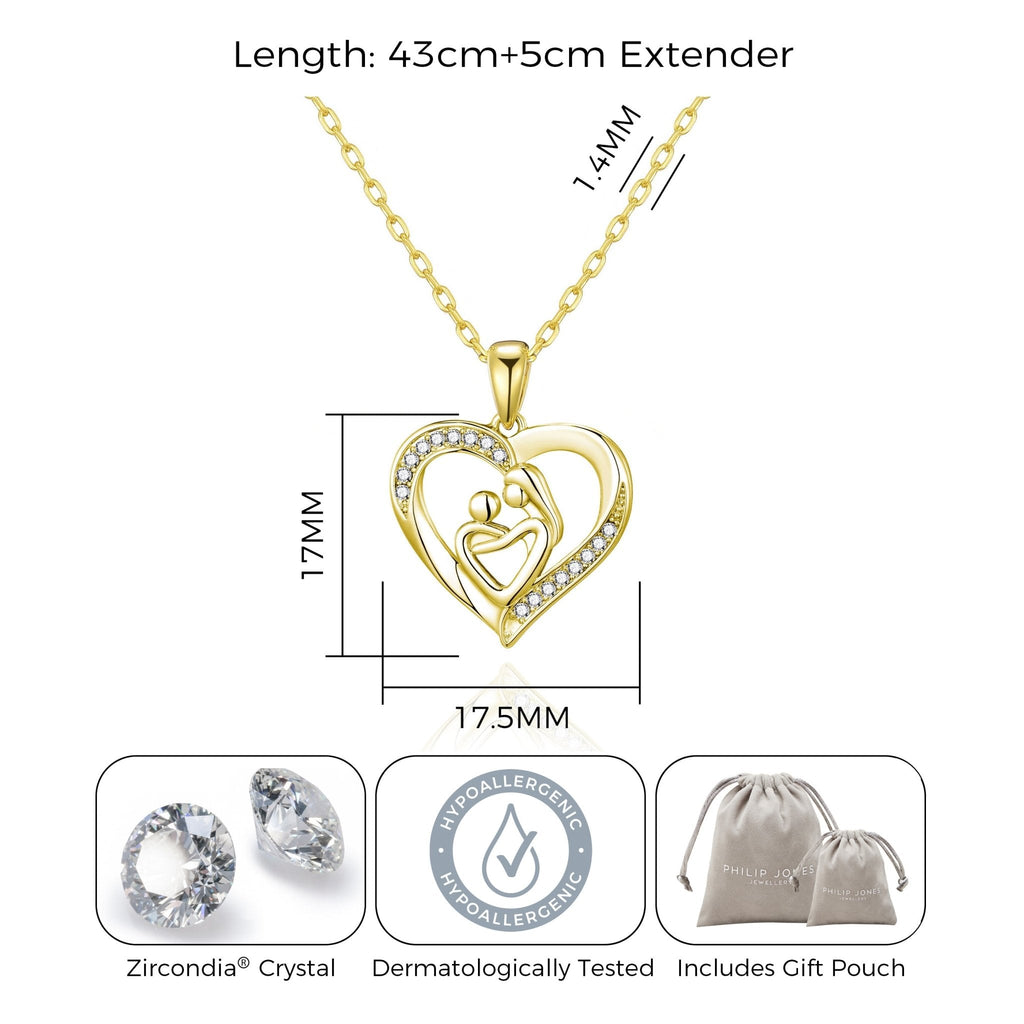 18k Gold Plated Mother And Child Necklace Created with Zircondia® Crystals