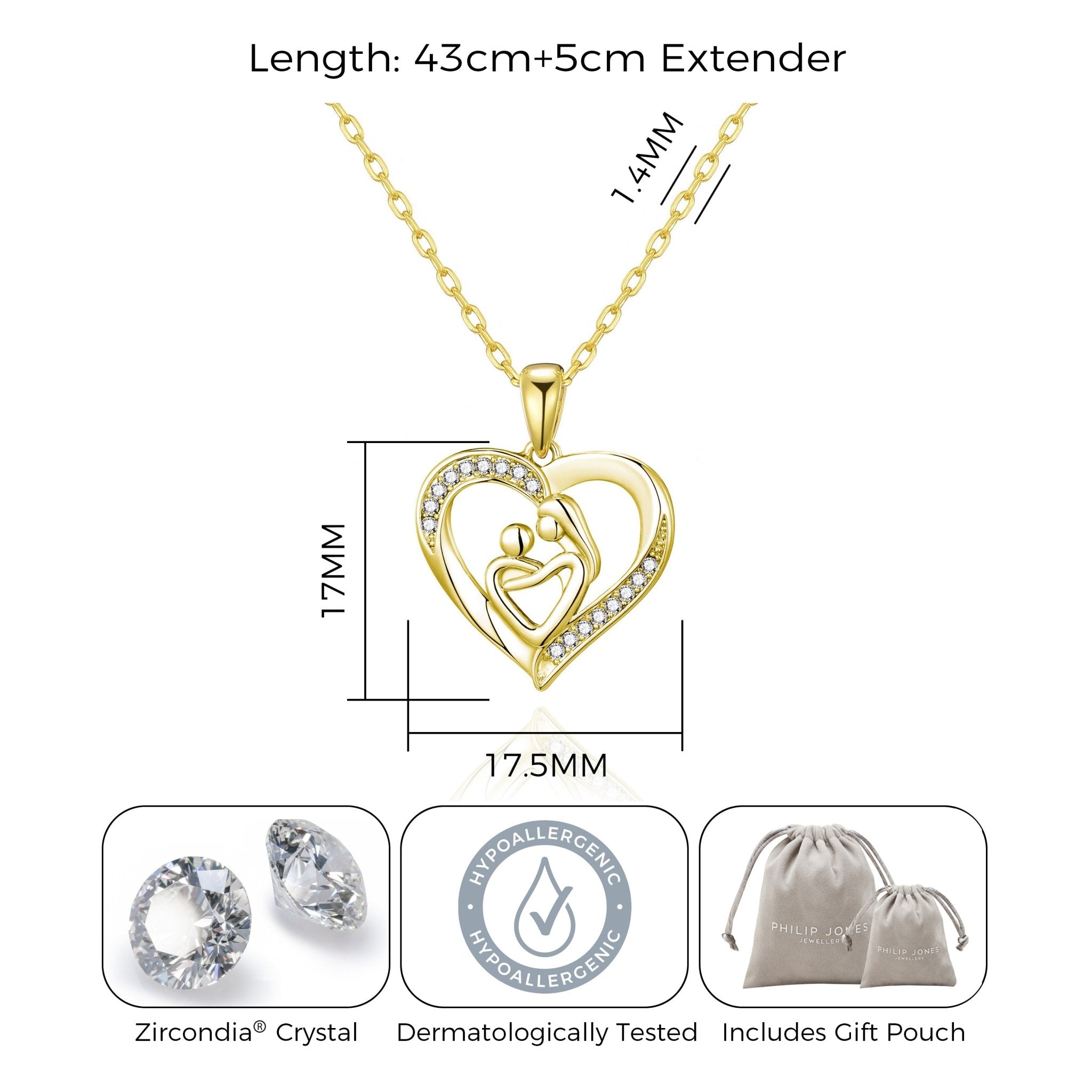 18k Gold Plated Mother And Child Necklace Created with Zircondia® Crystals