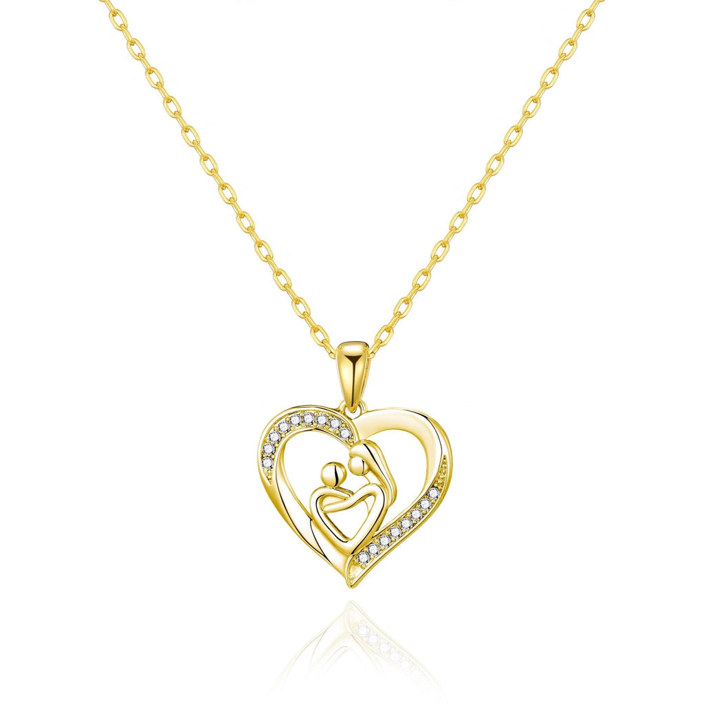 18k Gold Plated Mother And Child Necklace Created with Zircondia® Crystals