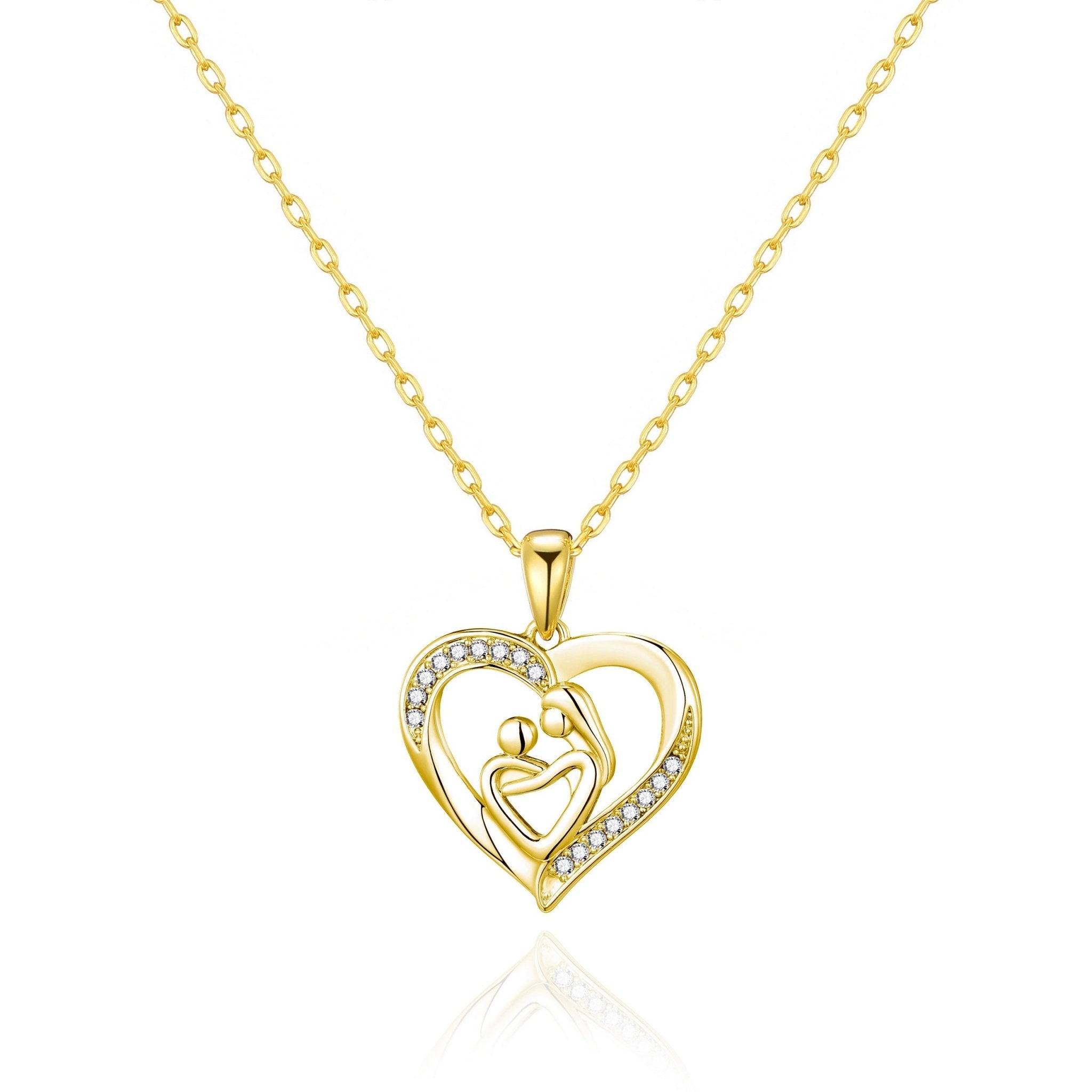 18k Gold Plated Mother And Child Necklace Created with Zircondia® Crystals