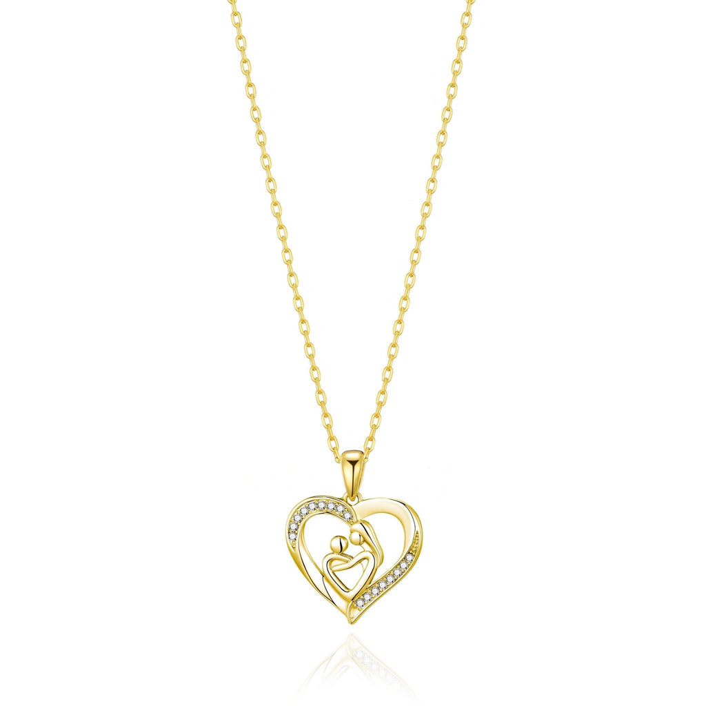 18k Gold Plated Mother And Child Necklace Created with Zircondia® Crystals