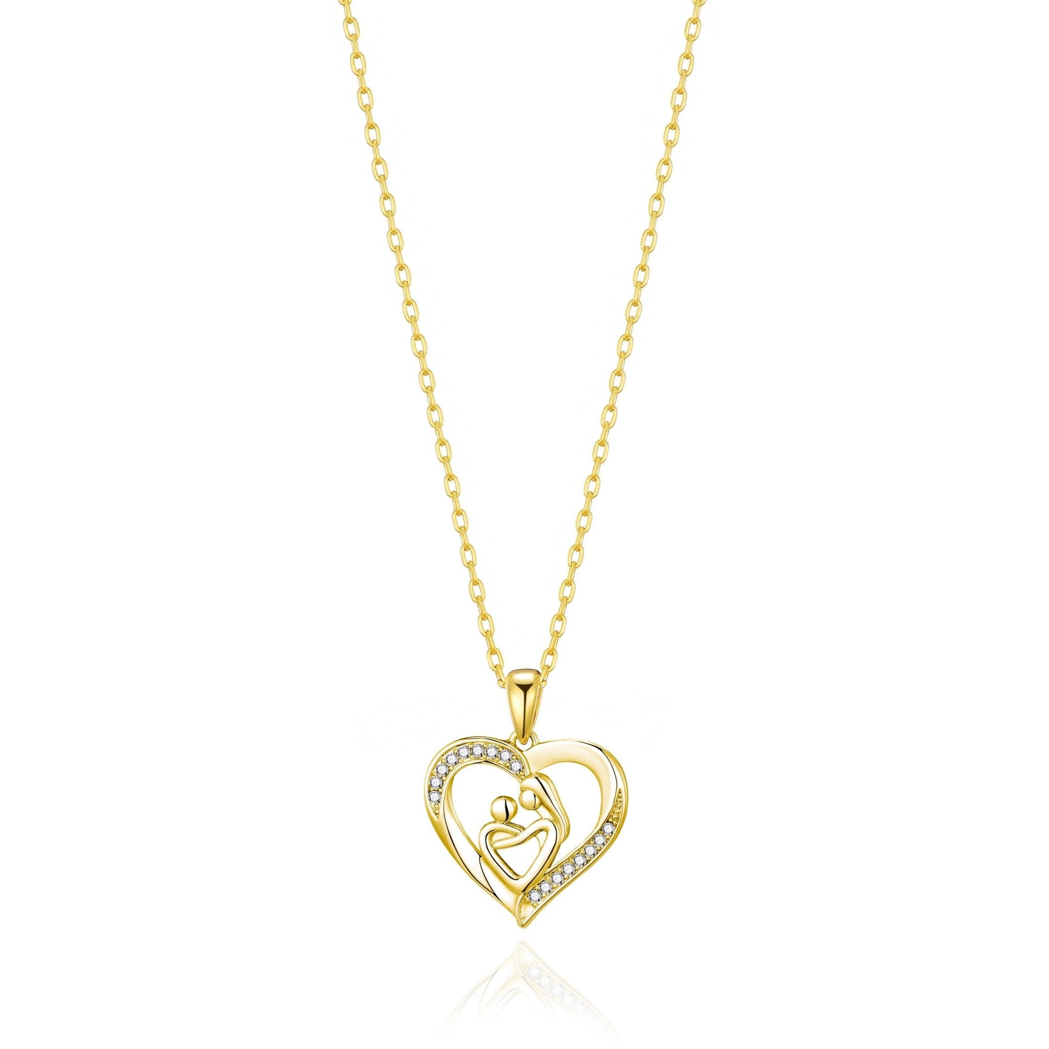 18k Gold Plated Mother And Child Necklace Created with Zircondia® Crystals