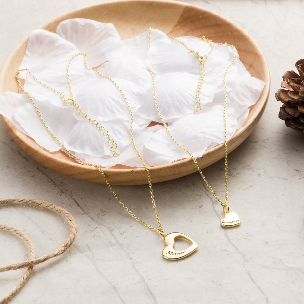 18k Gold Plated Mother and Daughter Necklace Set