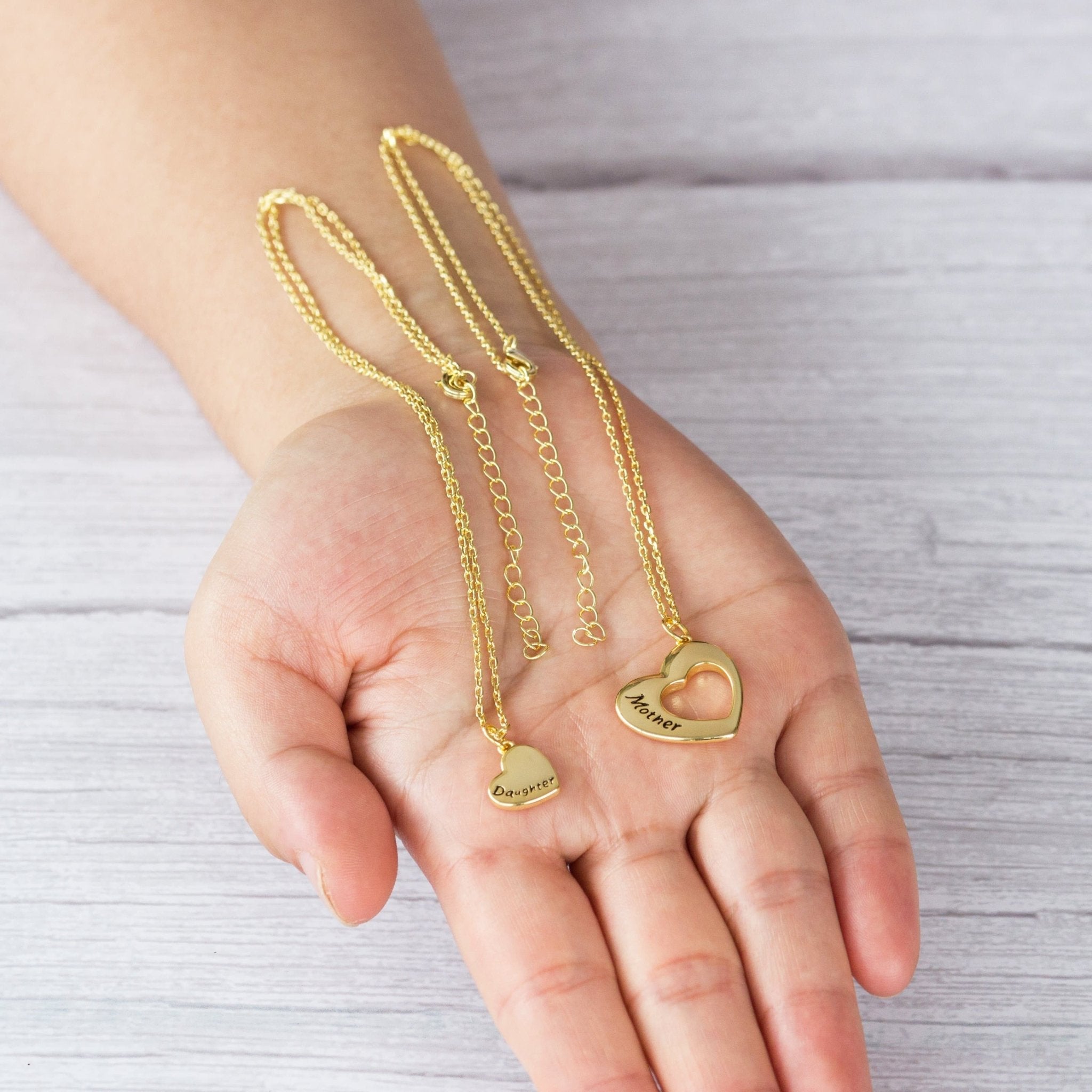 18k Gold Plated Mother and Daughter Necklace Set