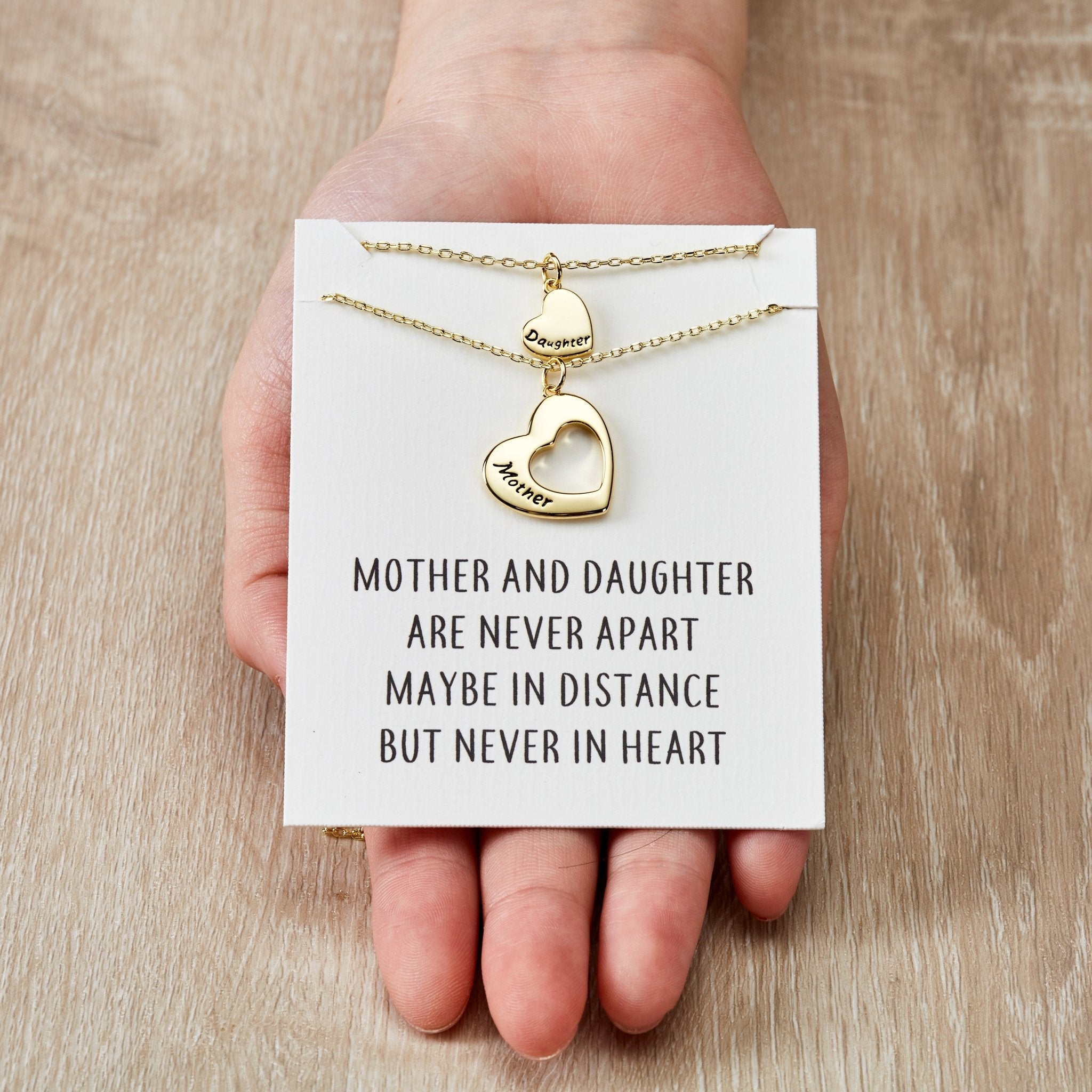 18k Gold Plated Mother and Daughter Necklace Set with Quote Card