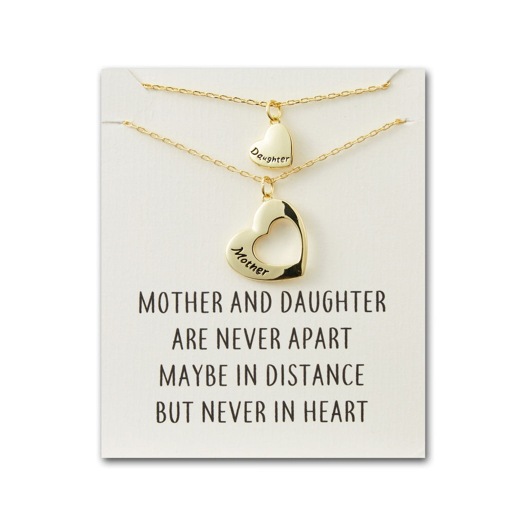 18k Gold Plated Mother and Daughter Necklace Set with Quote Card