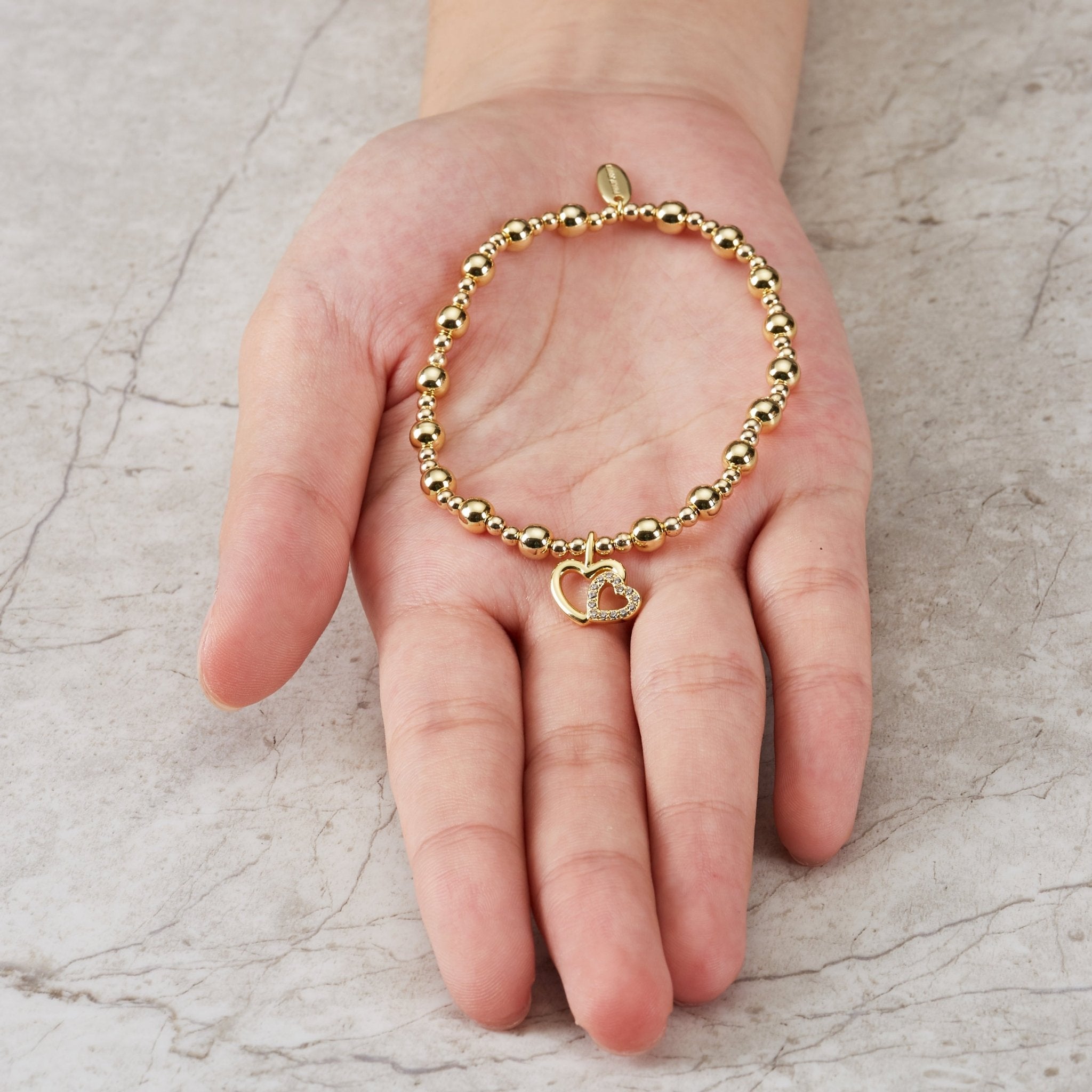 18k Gold Plated Mother and Daughter Quote Stretch Bracelet with Gift Box