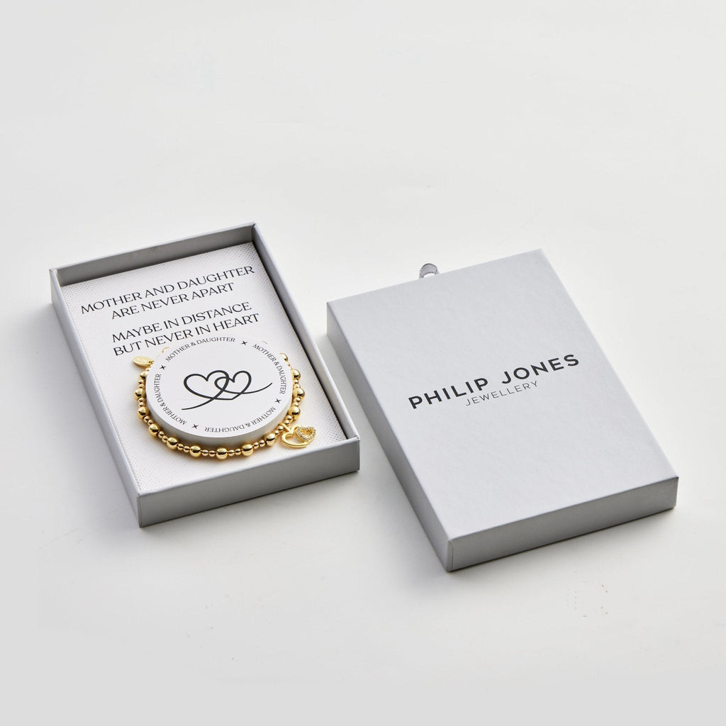 18k Gold Plated Mother and Daughter Quote Stretch Bracelet with Gift Box