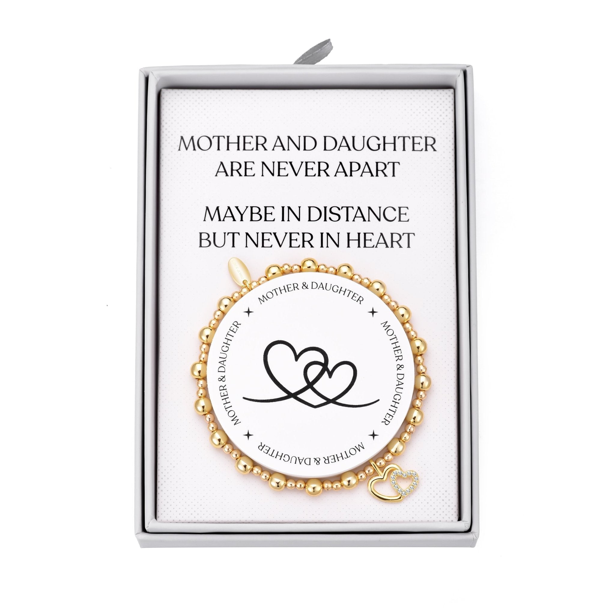 18k Gold Plated Mother and Daughter Quote Stretch Bracelet with Gift Box