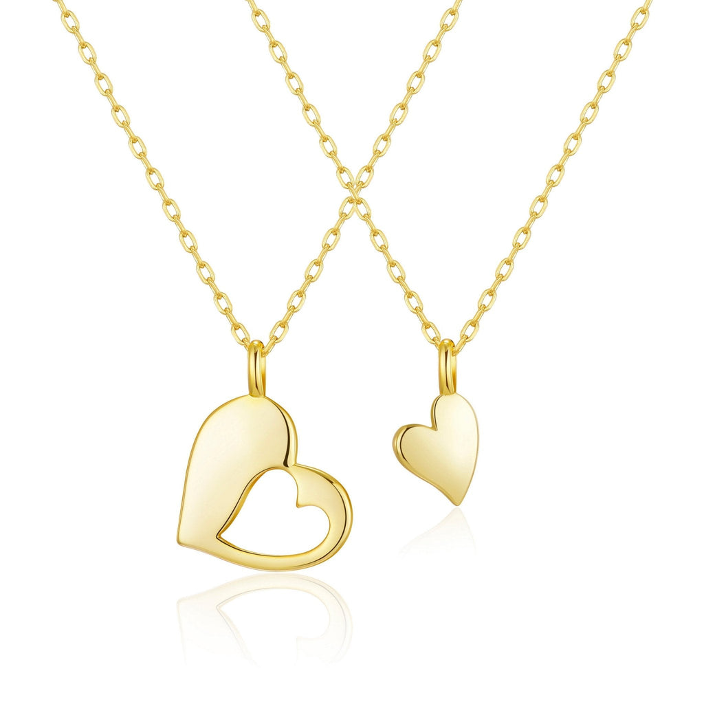 18k Gold Plated Big Sister Little Sister Piece of My Heart Necklace Set