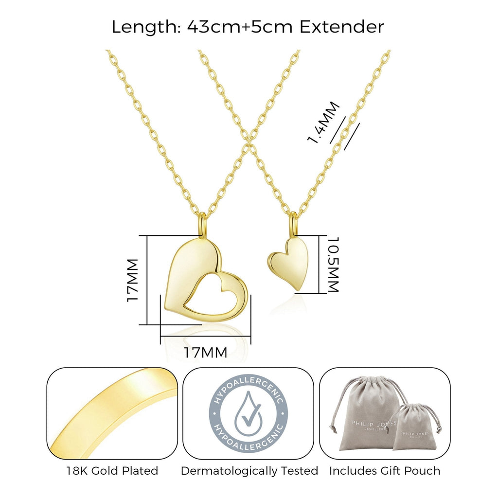 18k Gold Plated Mother Daughter Piece of My Heart Necklace Set