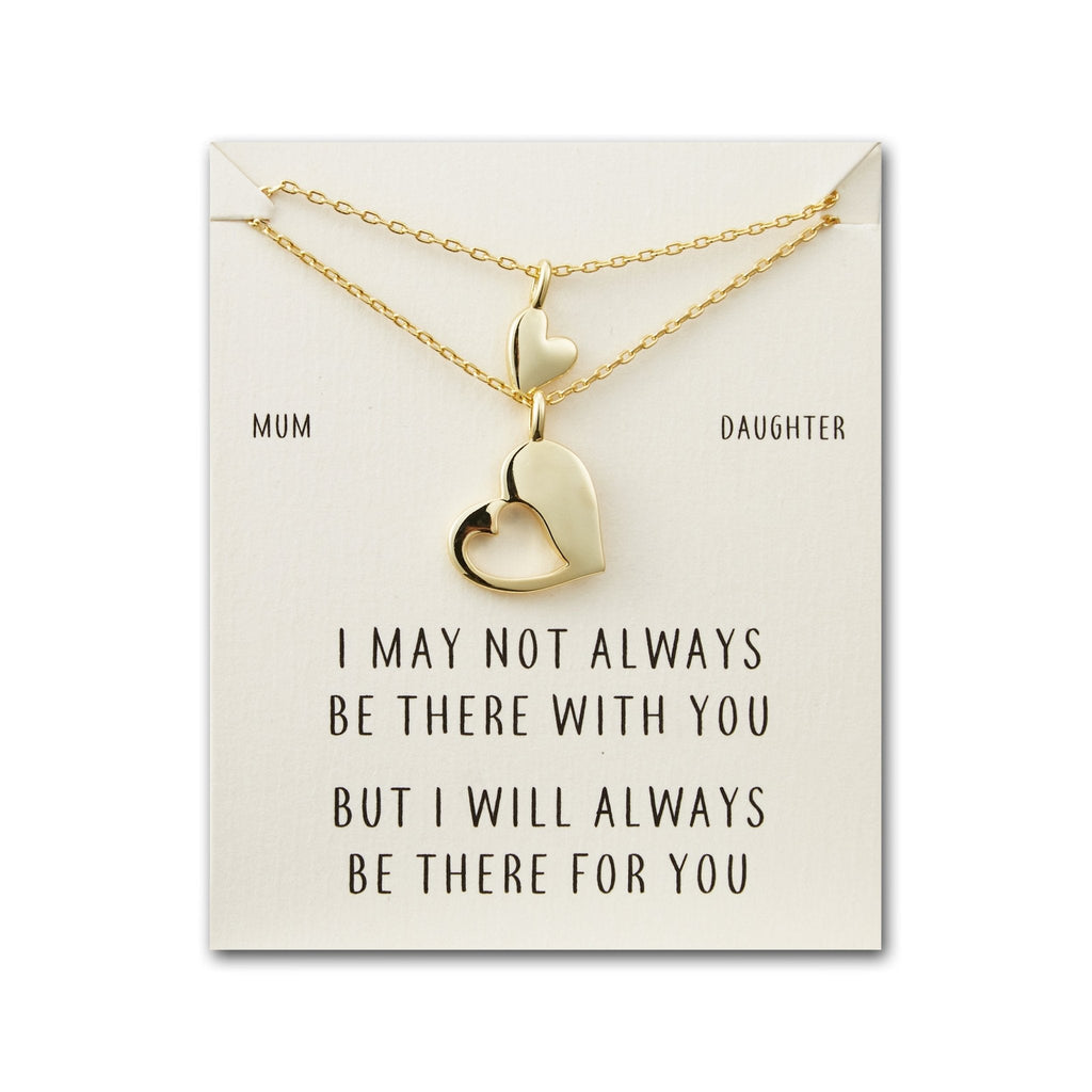 18k Gold Plated Mother Daughter Piece of My Heart Necklace Set