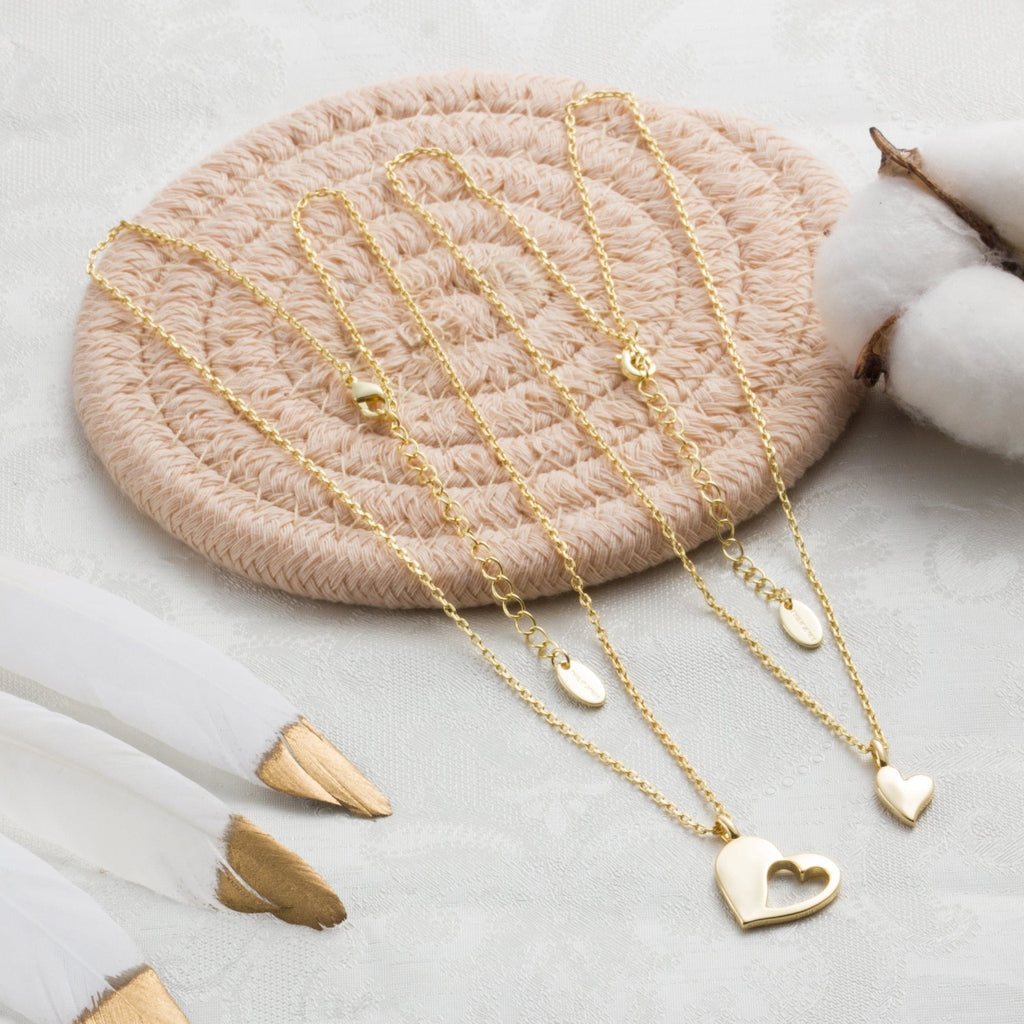 18k Gold Plated Mother Daughter Piece of My Heart Necklace Set