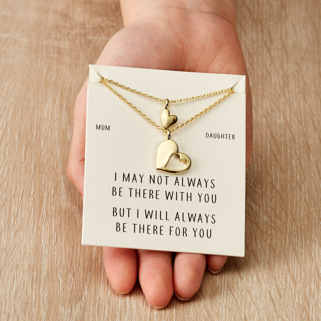 18k Gold Plated Mother Daughter Piece of My Heart Necklace Set
