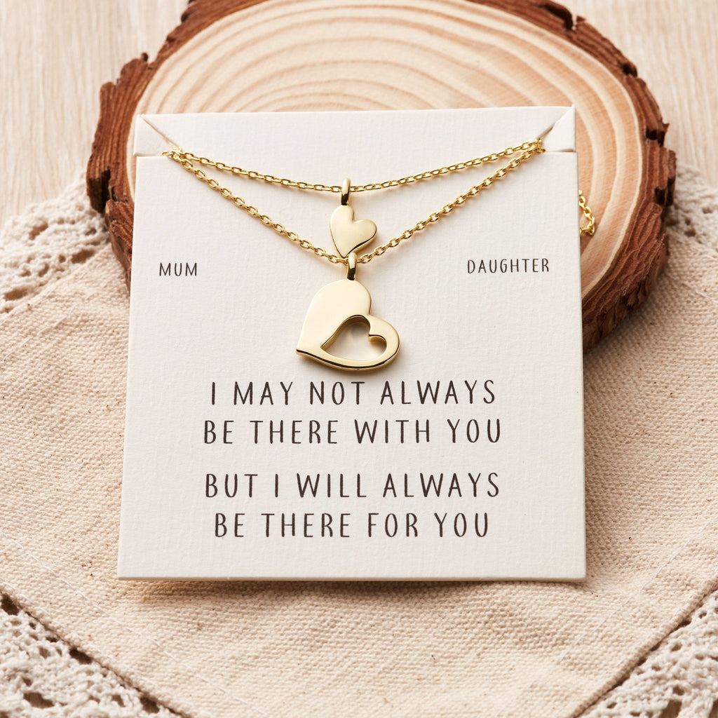 18k Gold Plated Mother Daughter Piece of My Heart Necklace Set