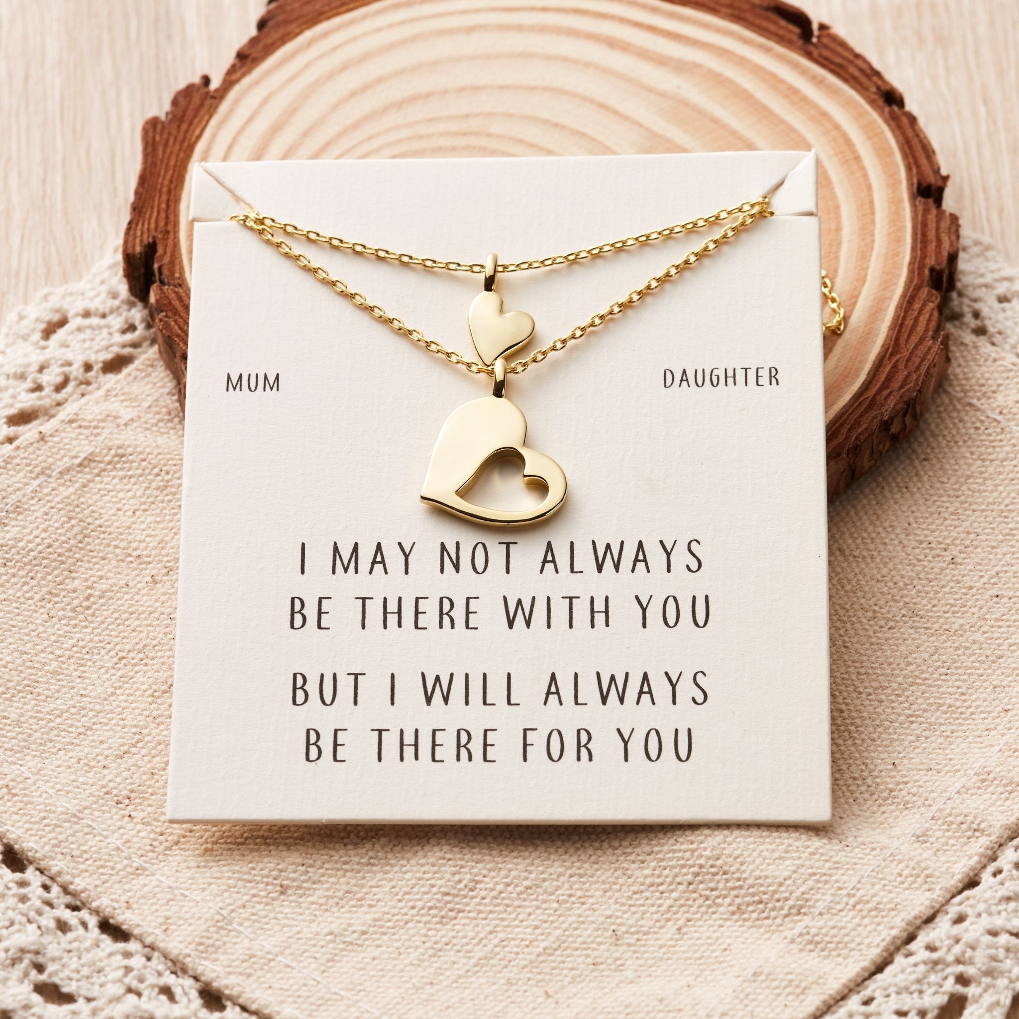18k Gold Plated Mother Daughter Piece of My Heart Necklace Set
