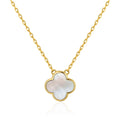 18k Gold Plated Mother of Pearl Gemstone Clover Necklace
