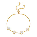 18k Gold Plated Mother Of Pearl Multi Clover Friendship Slider Bracelet