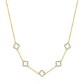 18k Gold Plated Multi Clover Necklace Created with Zircondia® Crystals