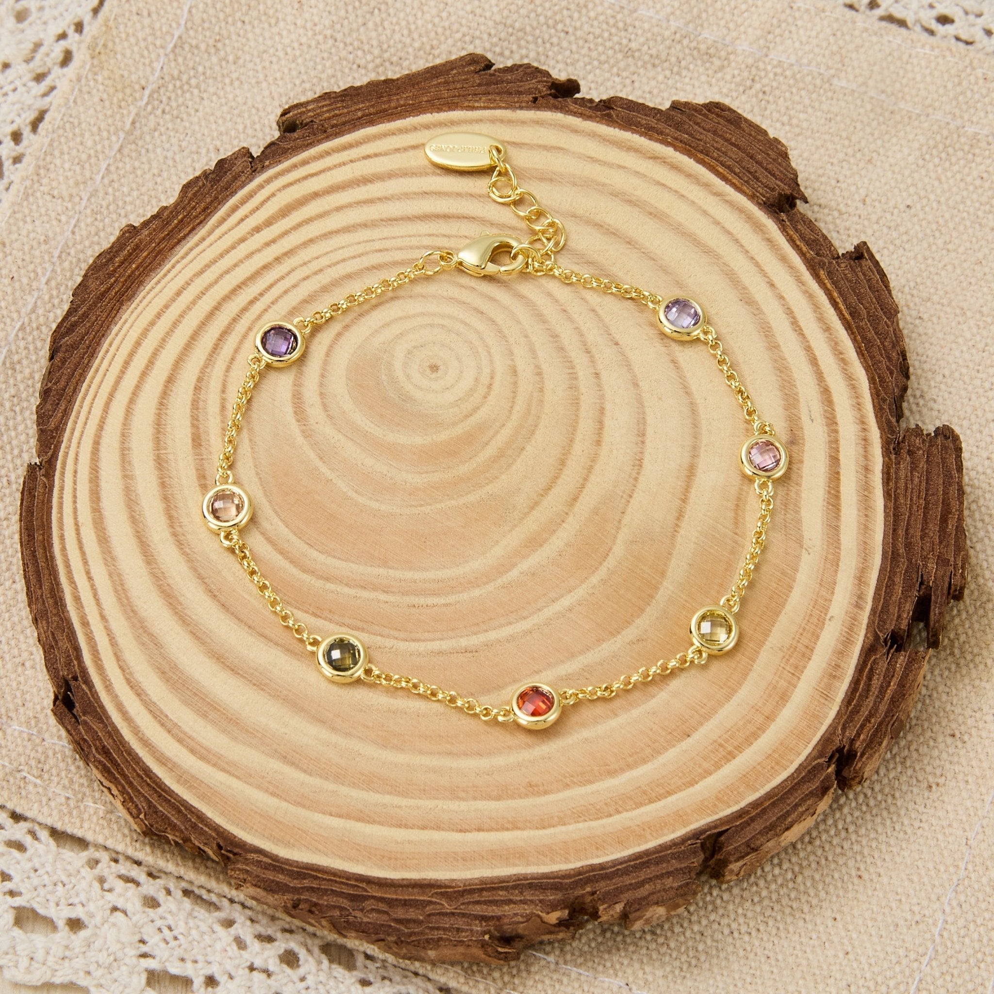 18k Gold Plated Multi Coloured Crystal Bracelet Created with Zircondia® Crystals