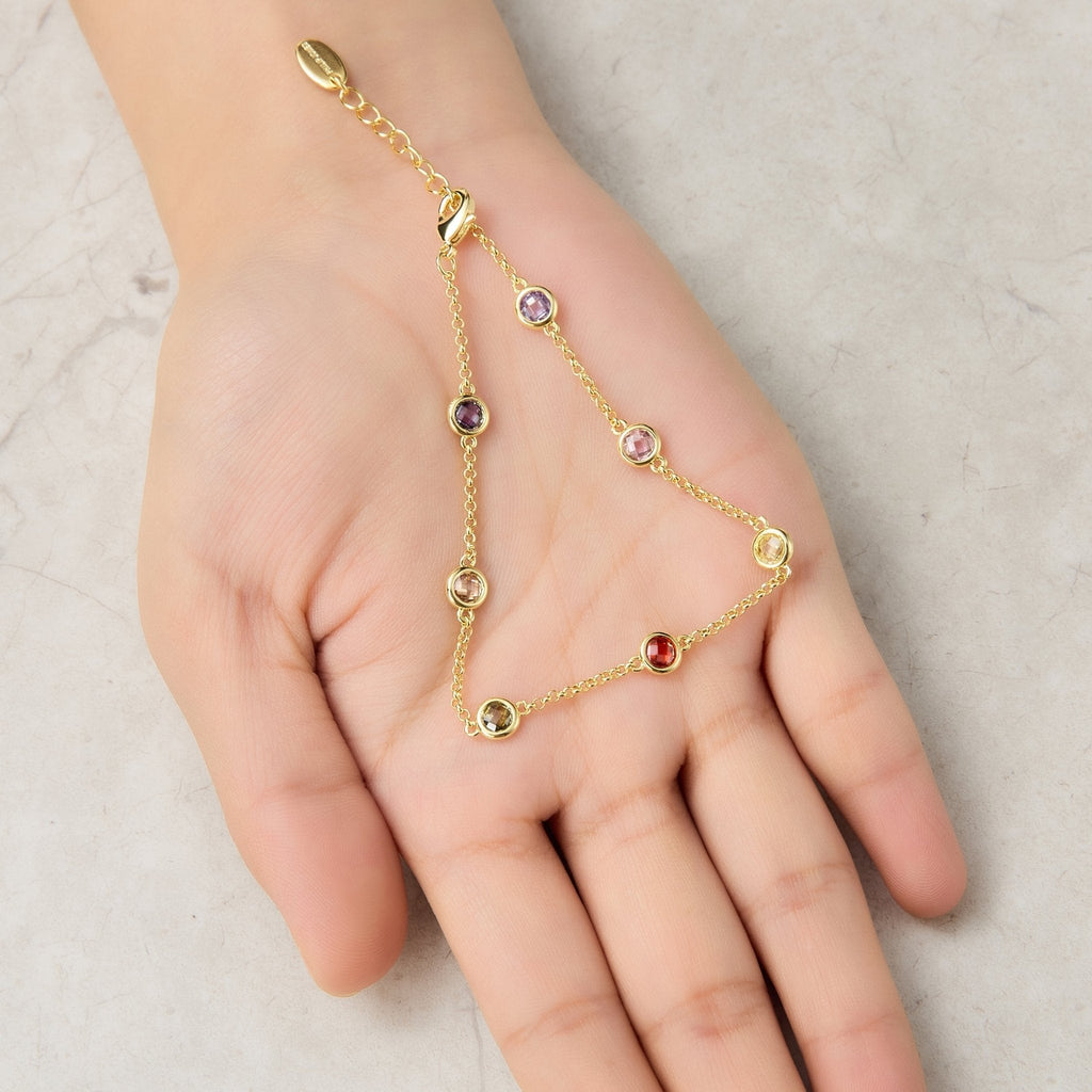 18k Gold Plated Multi Coloured Crystal Bracelet Created with Zircondia® Crystals
