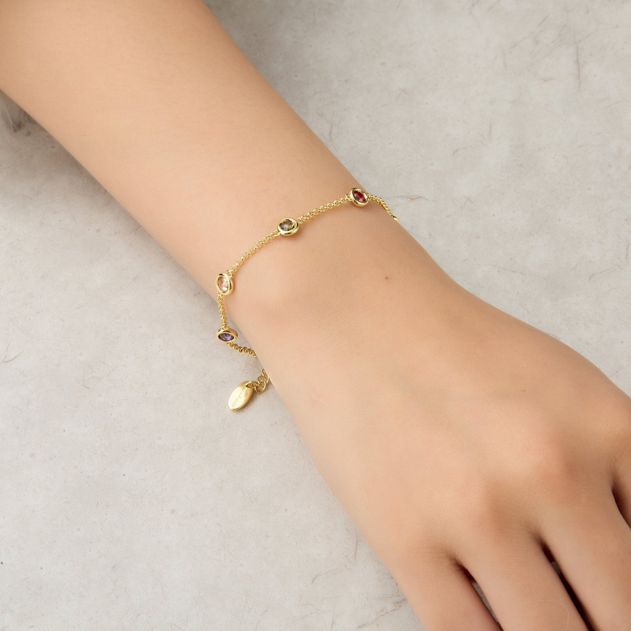 18k Gold Plated Multi Coloured Crystal Bracelet Created with Zircondia® Crystals