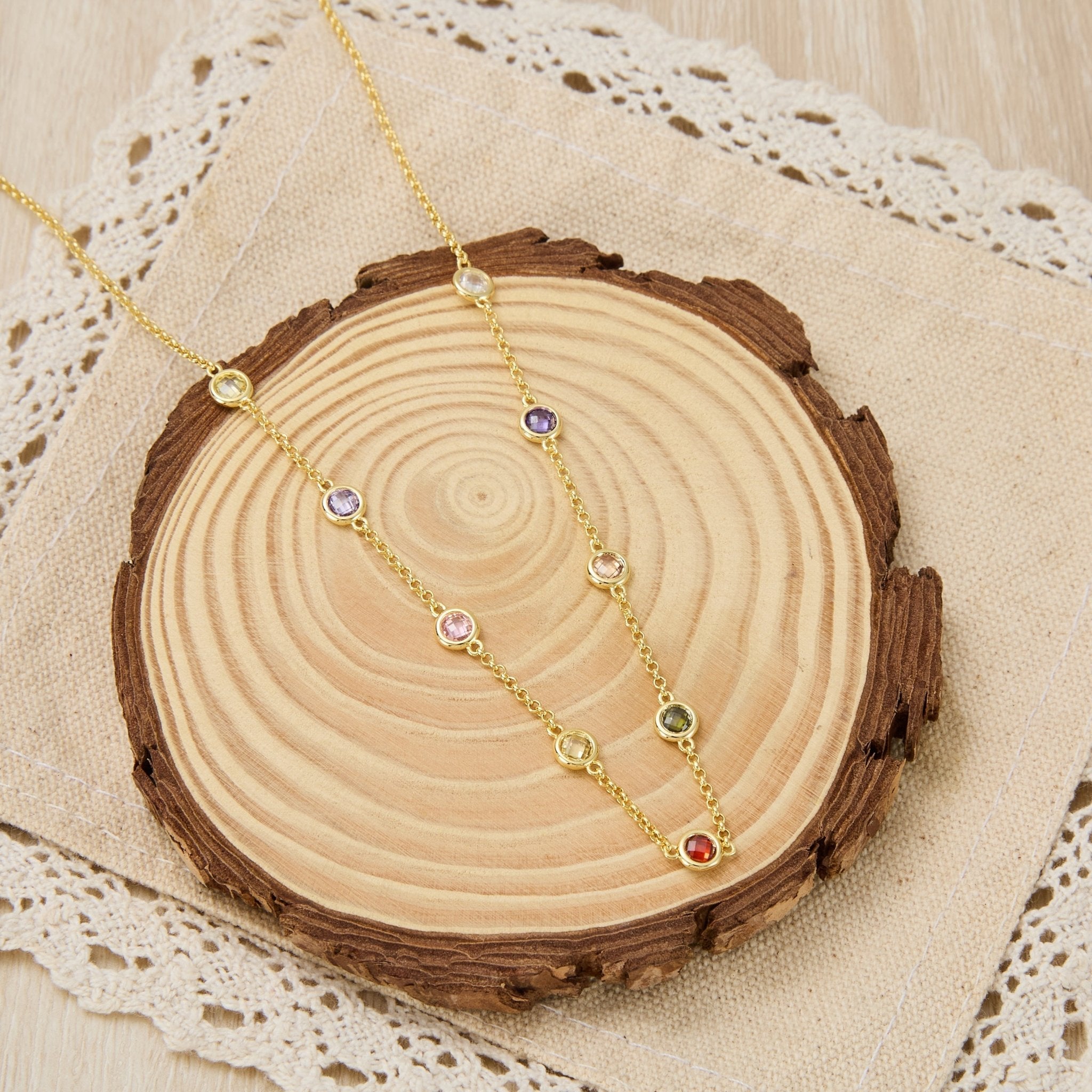 18k Gold Plated Multi Coloured Crystal Necklace Created with Zircondia® Crystals