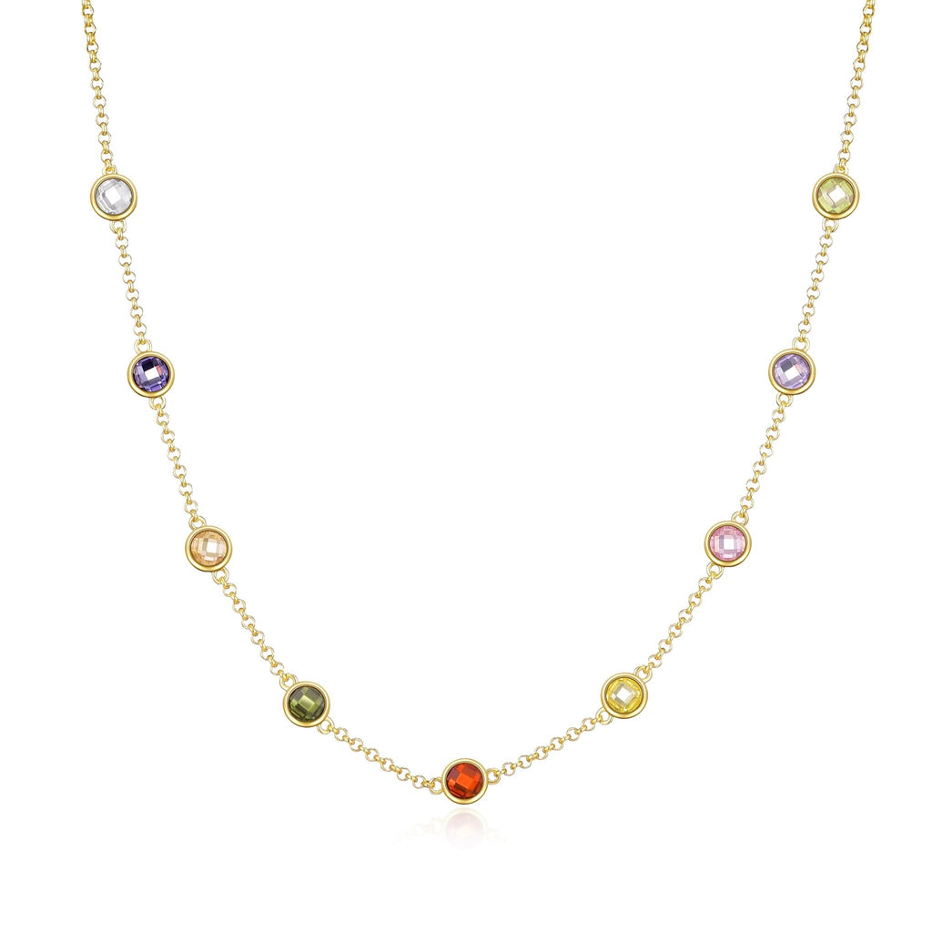 18k Gold Plated Multi Coloured Crystal Necklace Created with Zircondia® Crystals