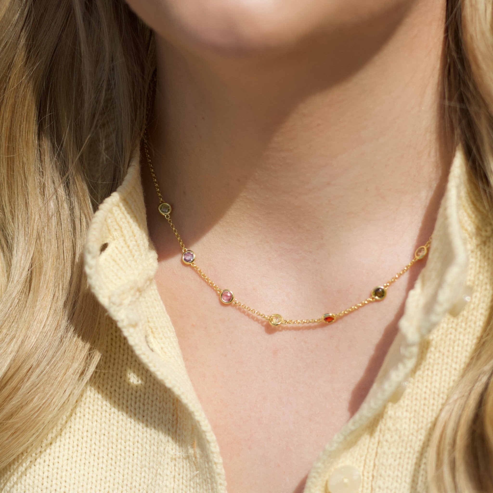 18k Gold Plated Multi Coloured Crystal Necklace Created with Zircondia® Crystals