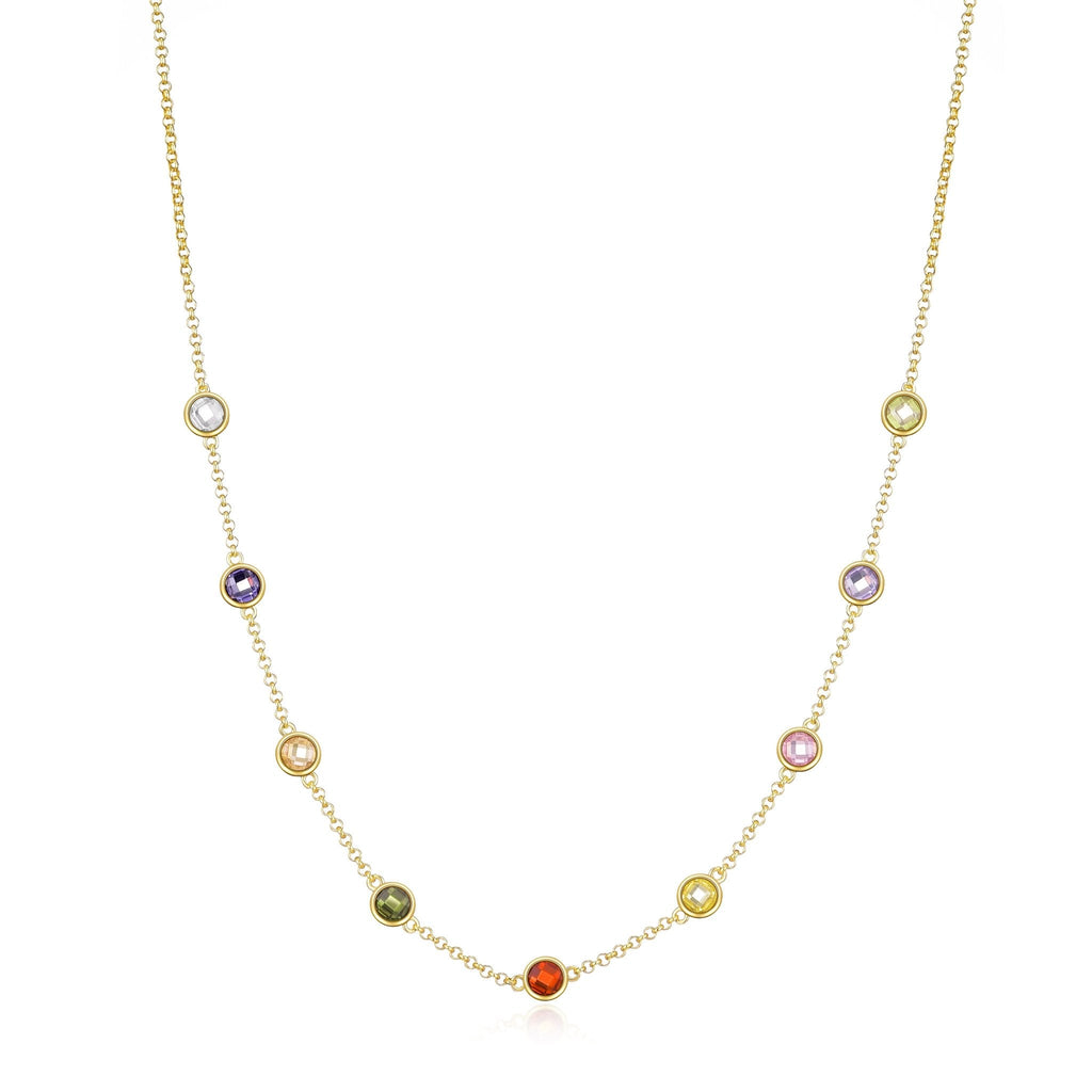 18k Gold Plated Multi Coloured Crystal Necklace Created with Zircondia® Crystals