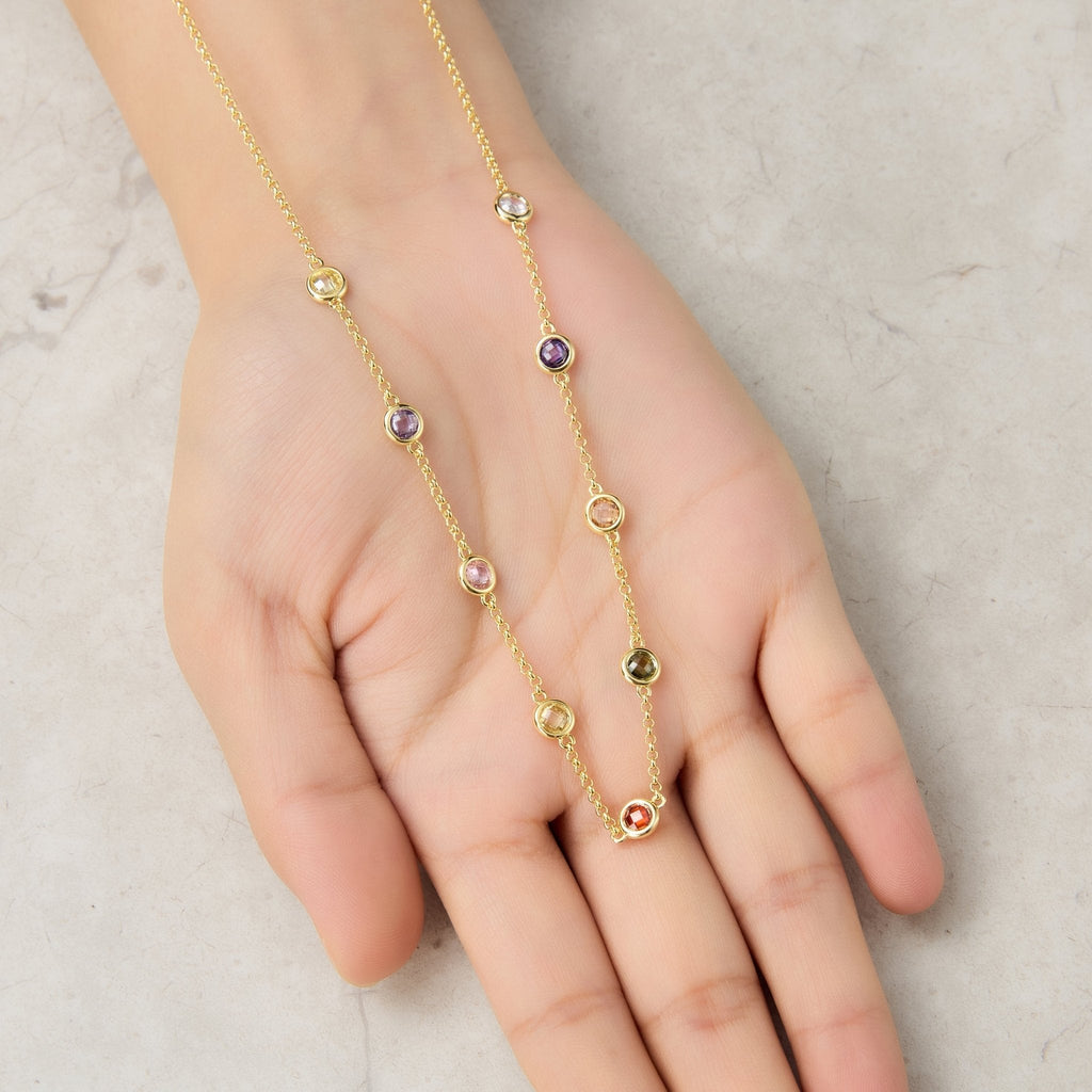 18k Gold Plated Multi Coloured Crystal Necklace Created with Zircondia® Crystals