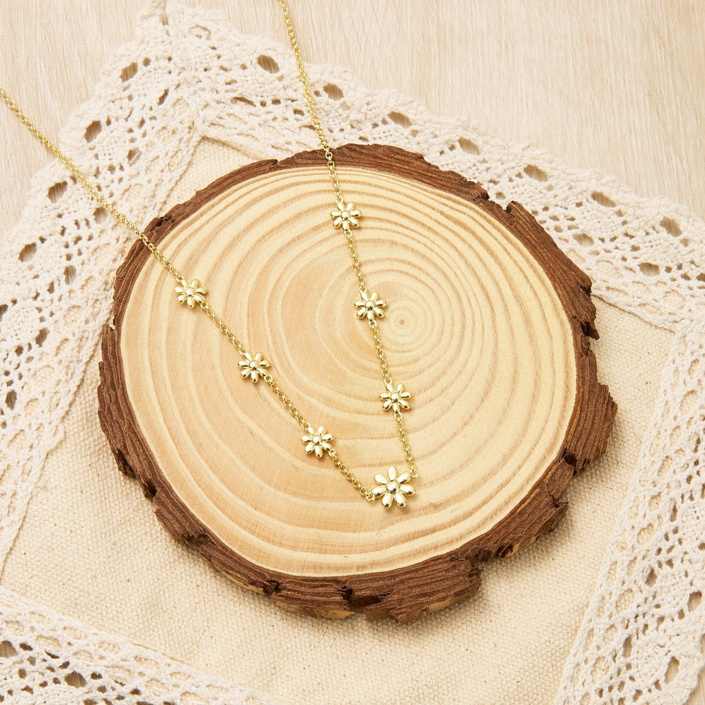 18k Gold Plated Multi Daisy Necklace