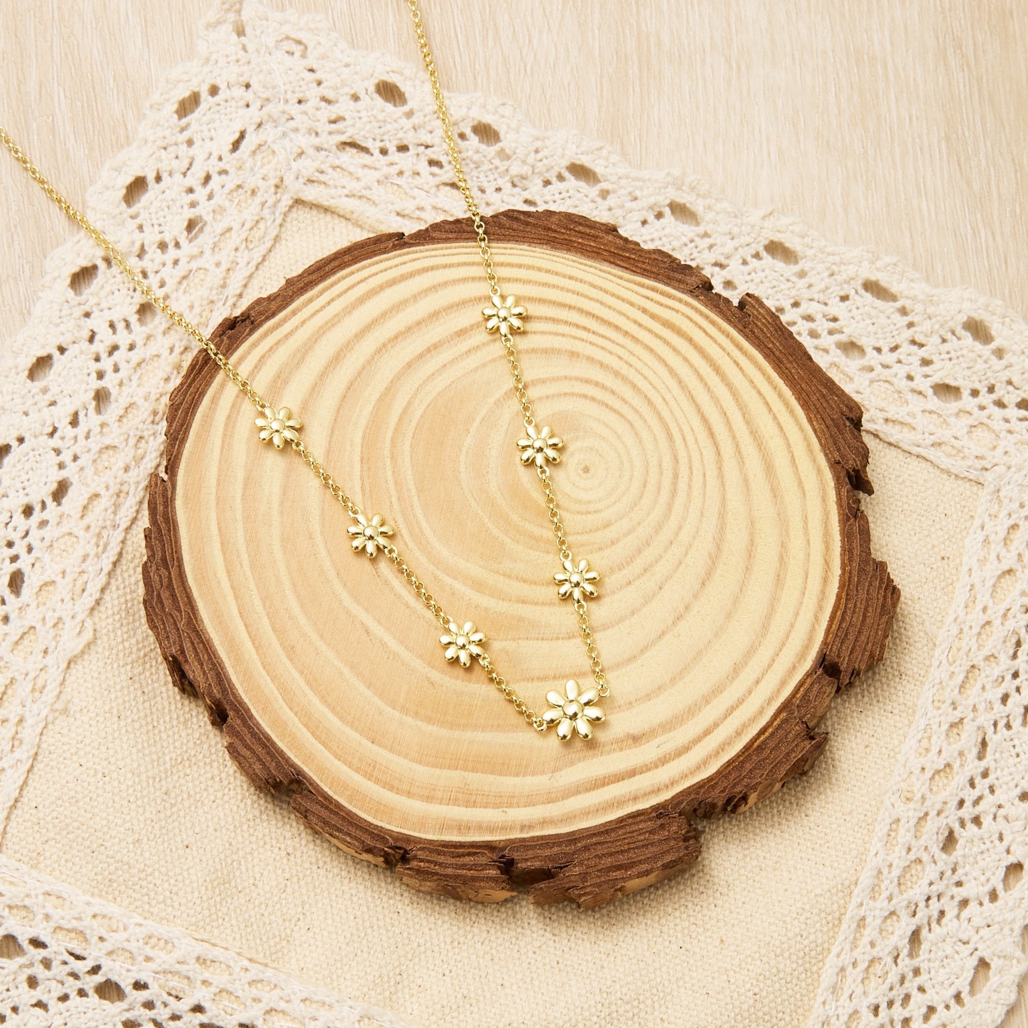 18k Gold Plated Multi Daisy Necklace