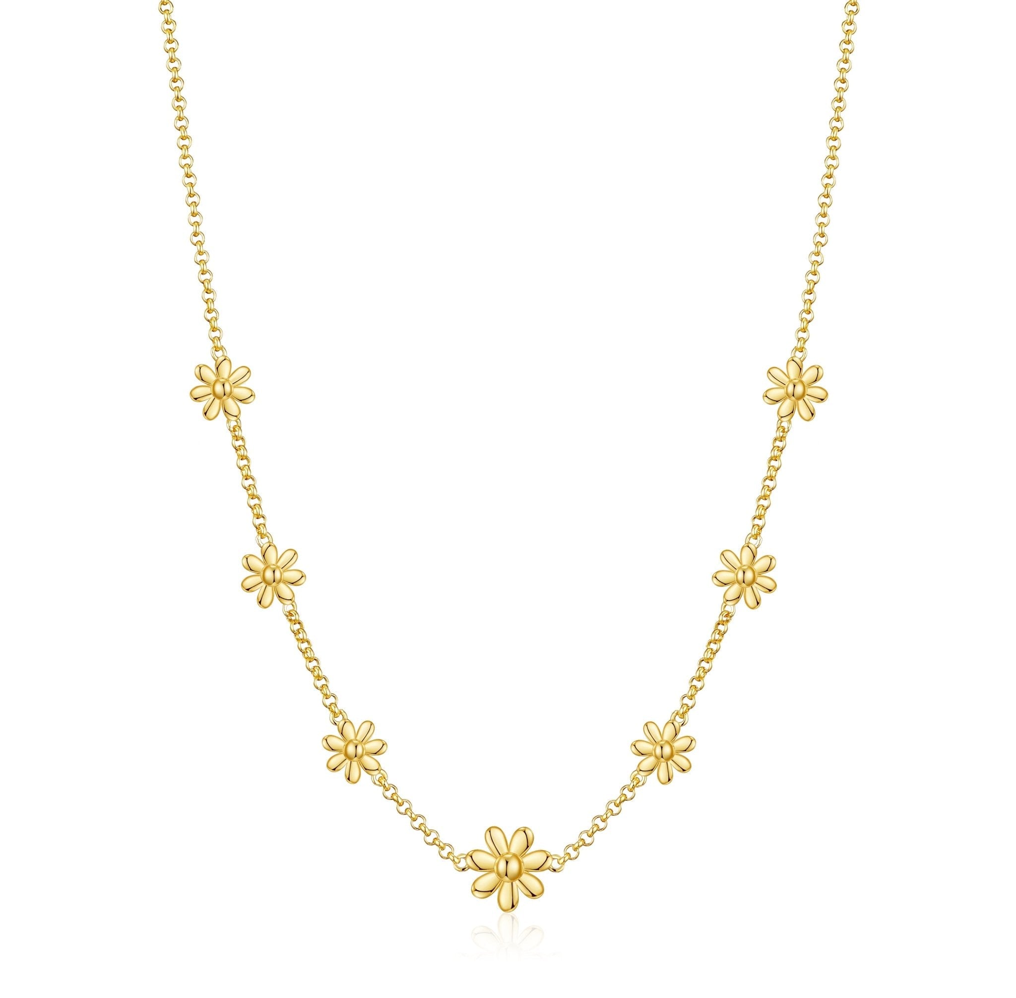 18k Gold Plated Multi Daisy Necklace