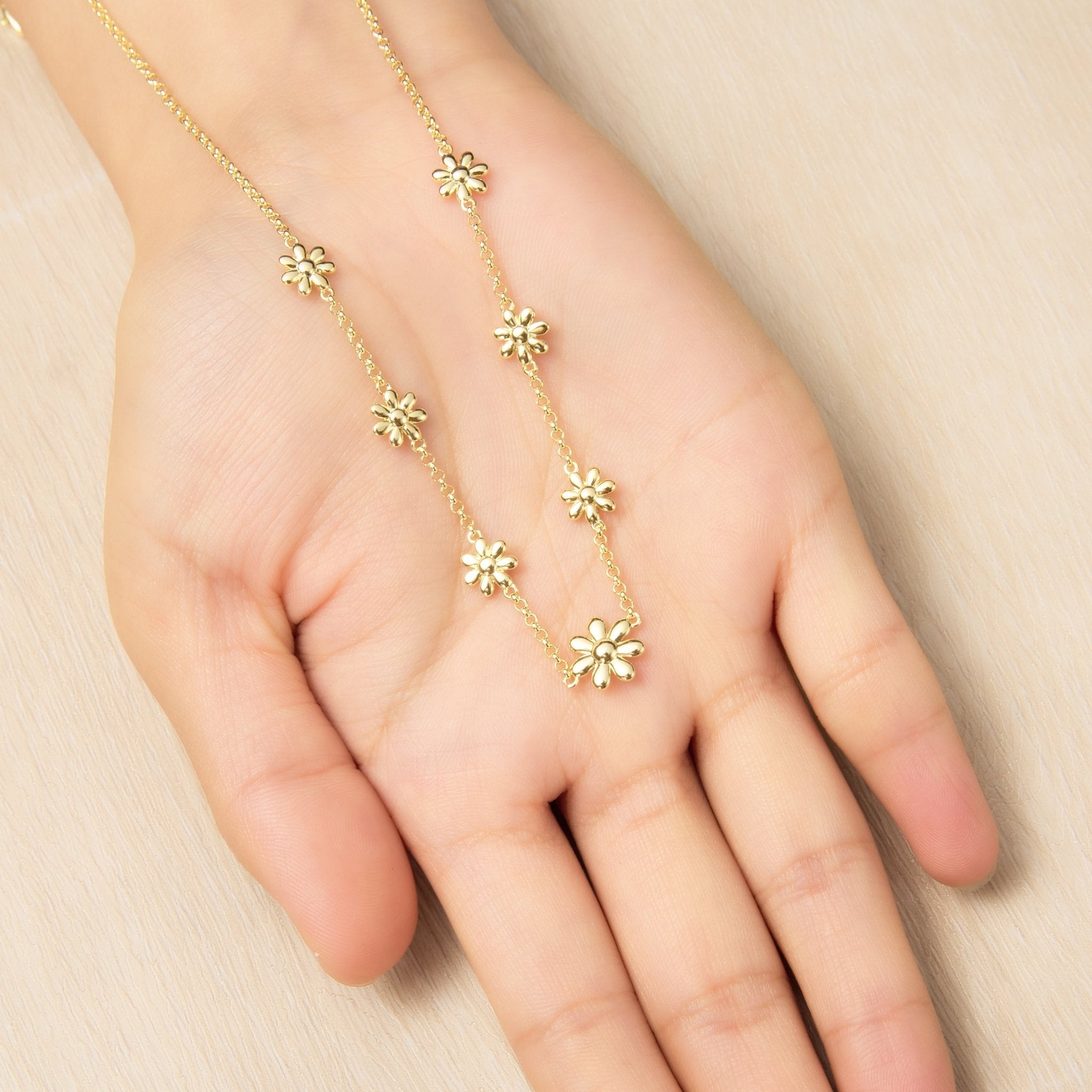 18k Gold Plated Multi Daisy Necklace