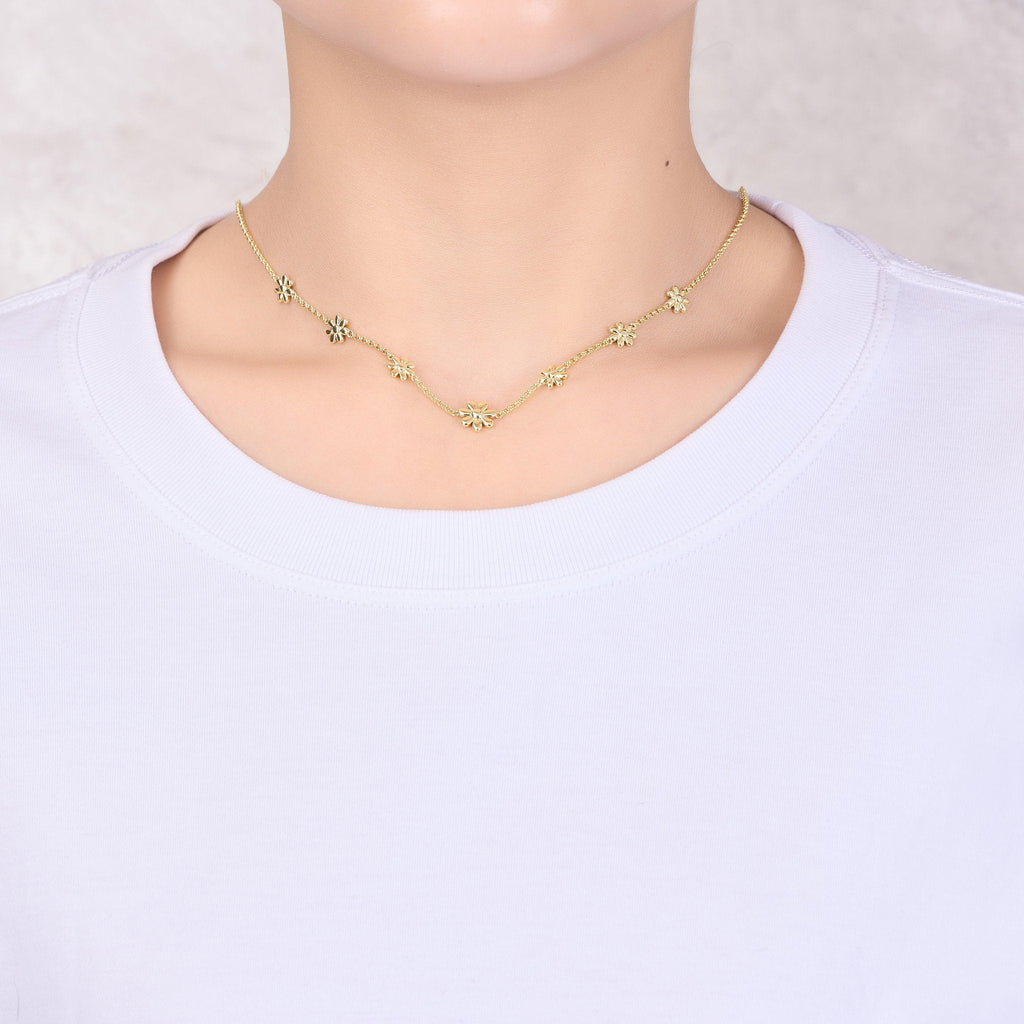 18k Gold Plated Multi Daisy Necklace