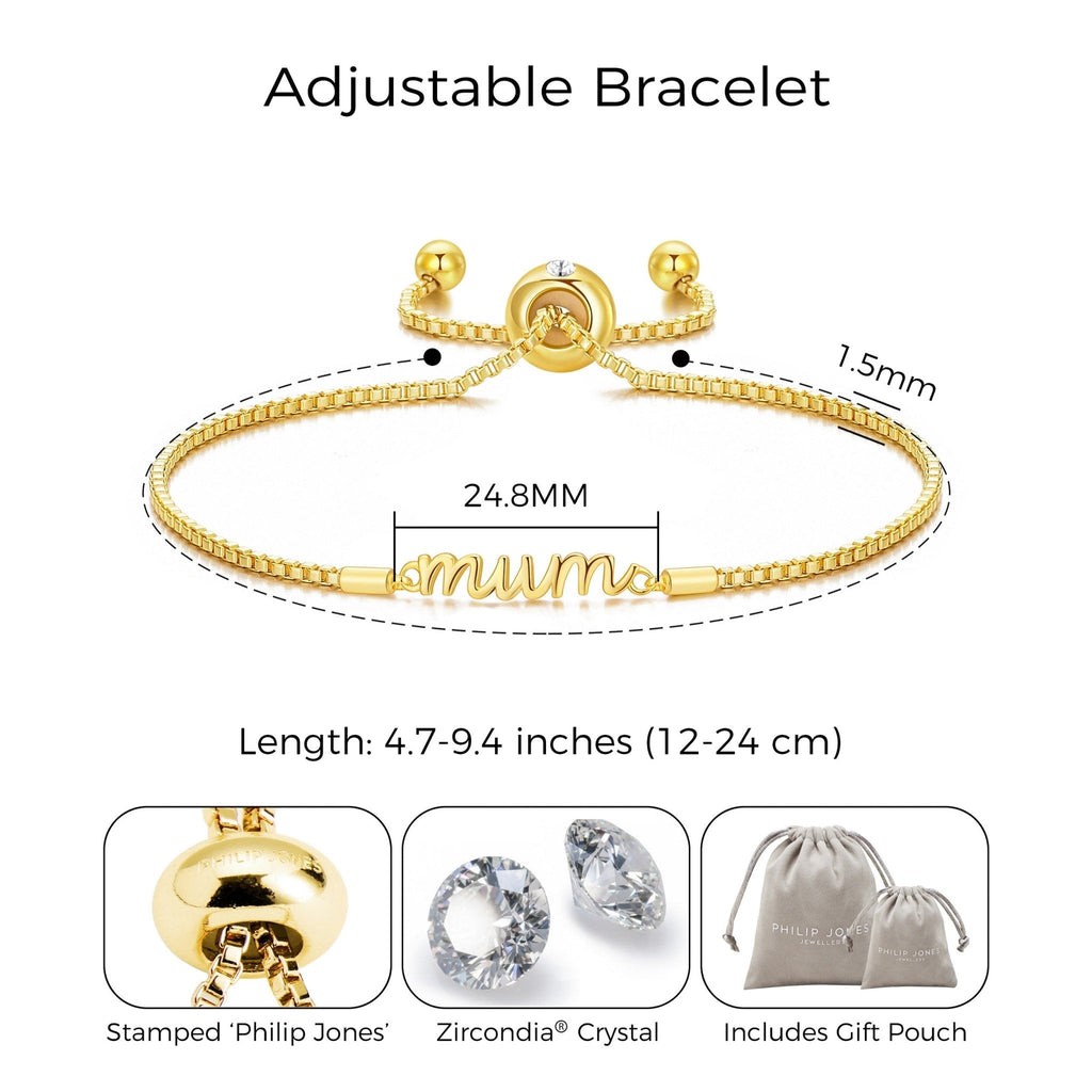 18k Gold Plated Mum Bracelet Created with Zircondia® Crystals