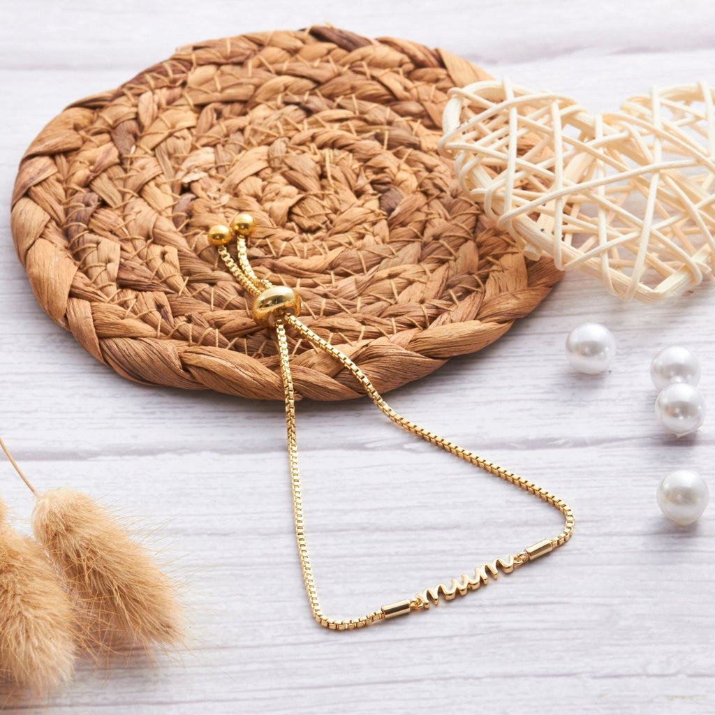 18k Gold Plated Mum Bracelet Created with Zircondia® Crystals