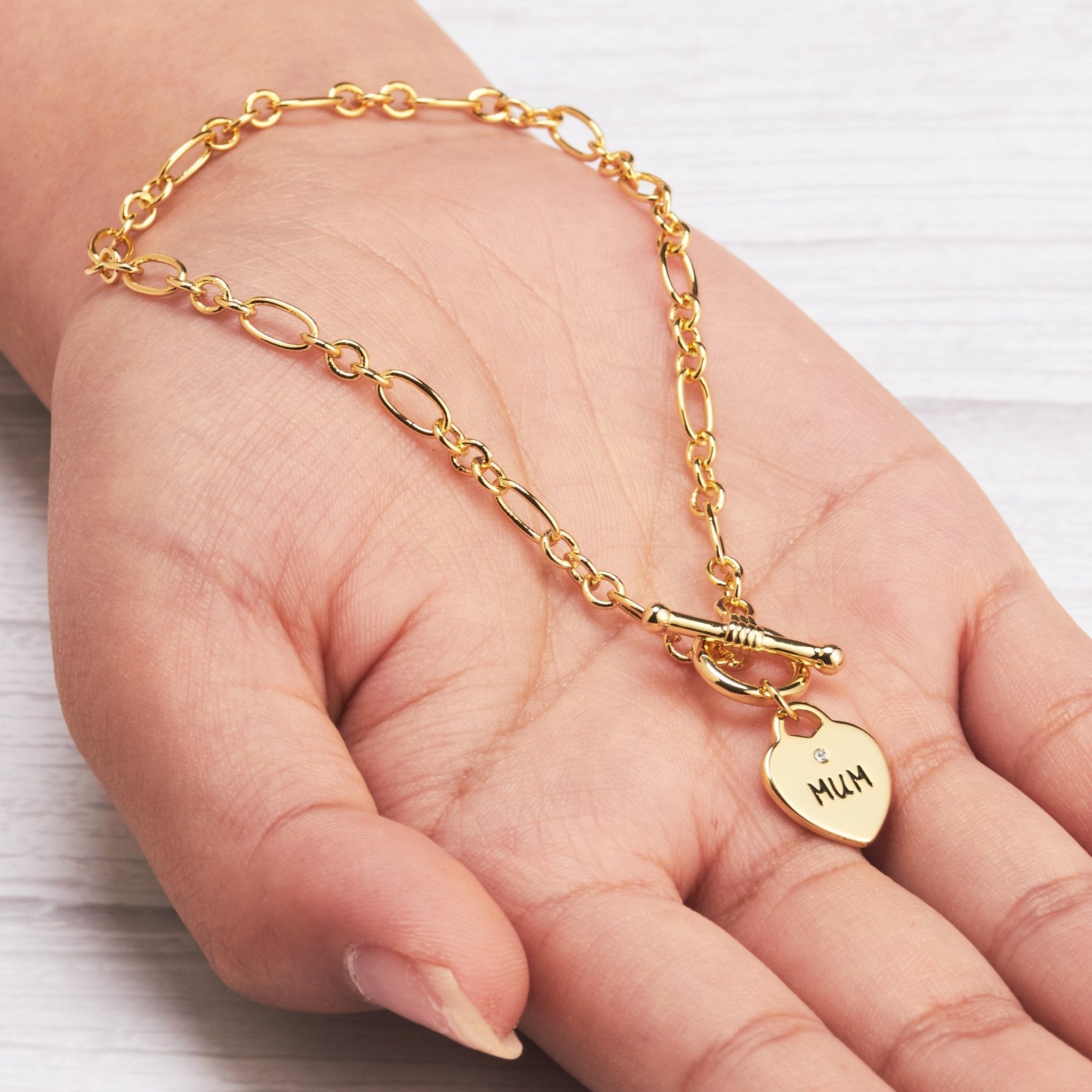 18k Gold Plated Mum Charm Bracelet Created with Zircondia® Crystals