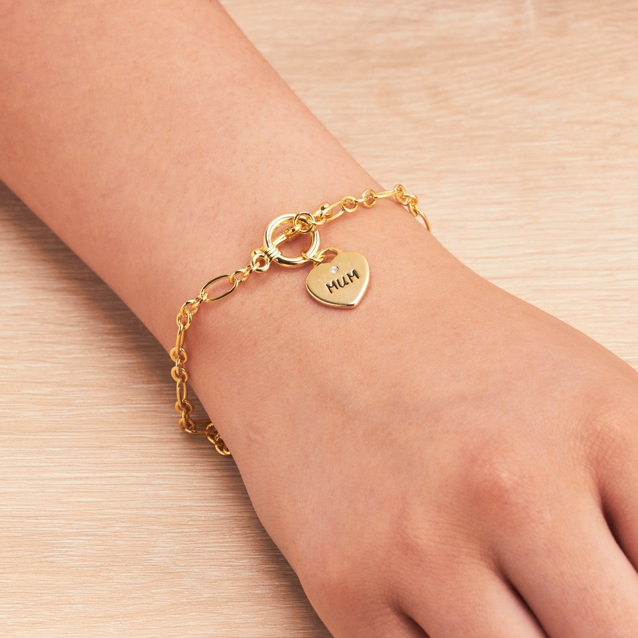18k Gold Plated Mum Charm Bracelet Created with Zircondia® Crystals
