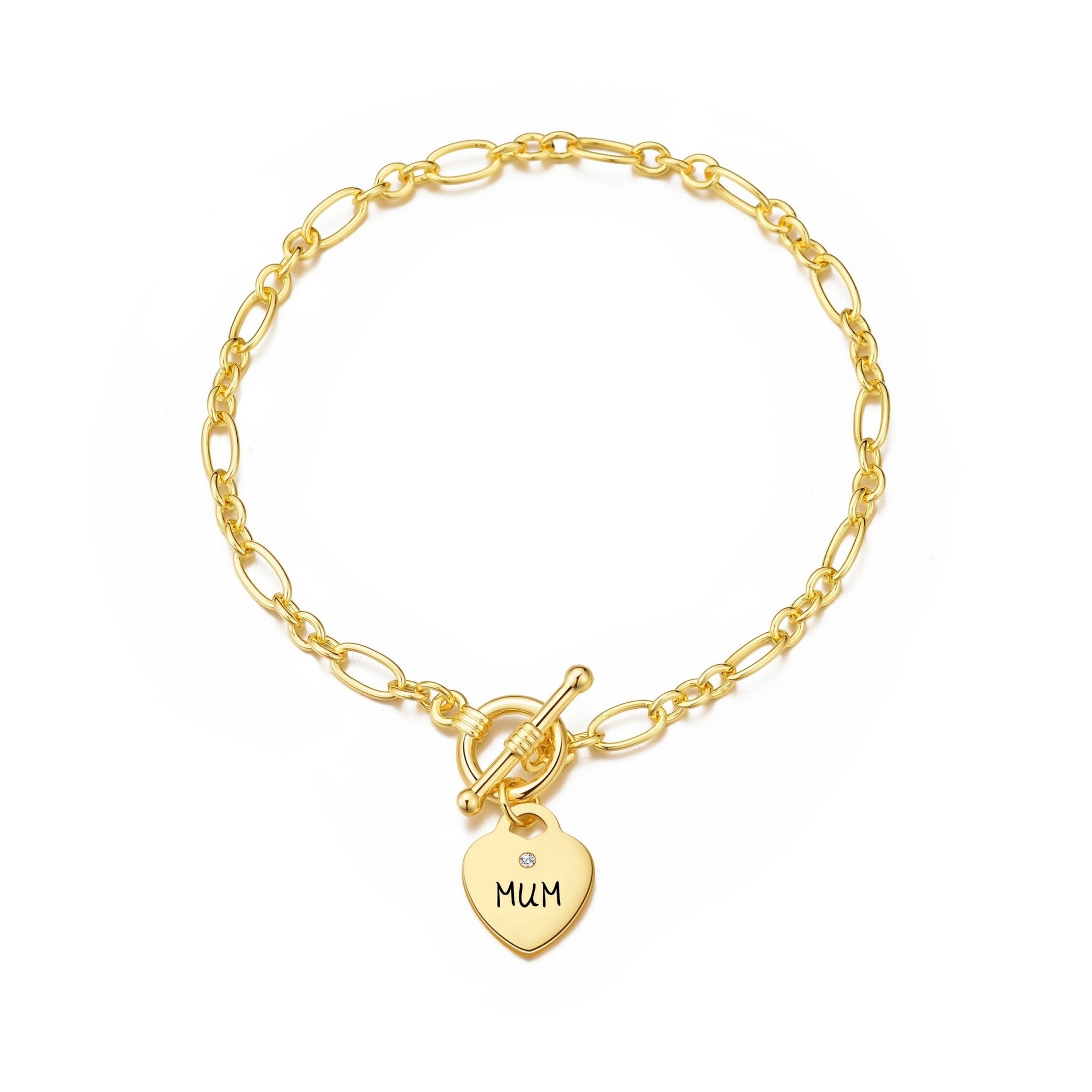 18k Gold Plated Mum Charm Bracelet Created with Zircondia® Crystals