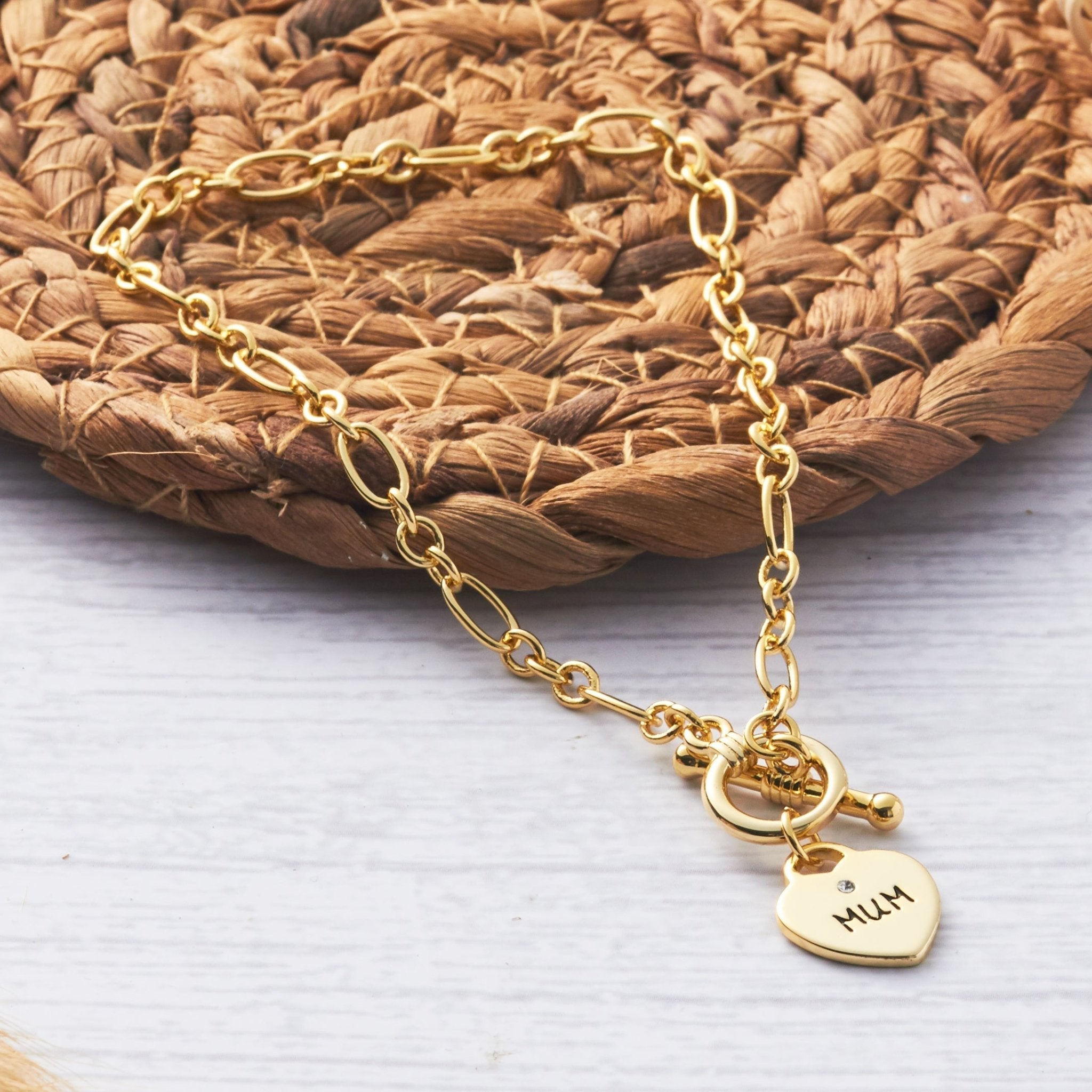 18k Gold Plated Mum Charm Bracelet Created with Zircondia® Crystals